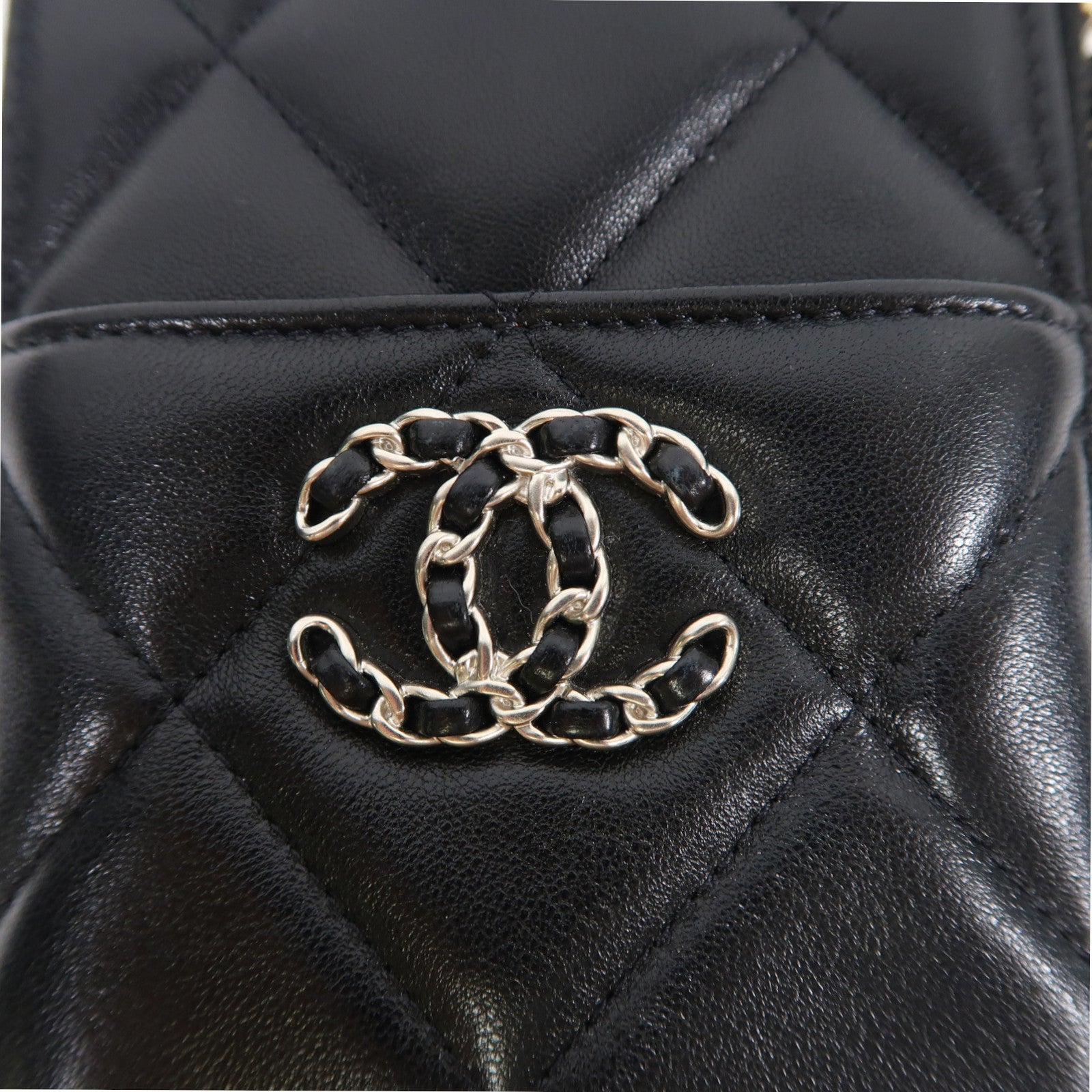 CHANEL 菱格牛皮皮革Chanel 19 Long Wallet銀扣長錢包黑色