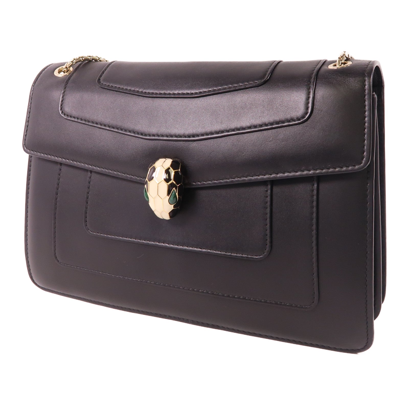 BVLGARI 牛皮皮革Serpenti Forever金扣鏈帶肩背袋