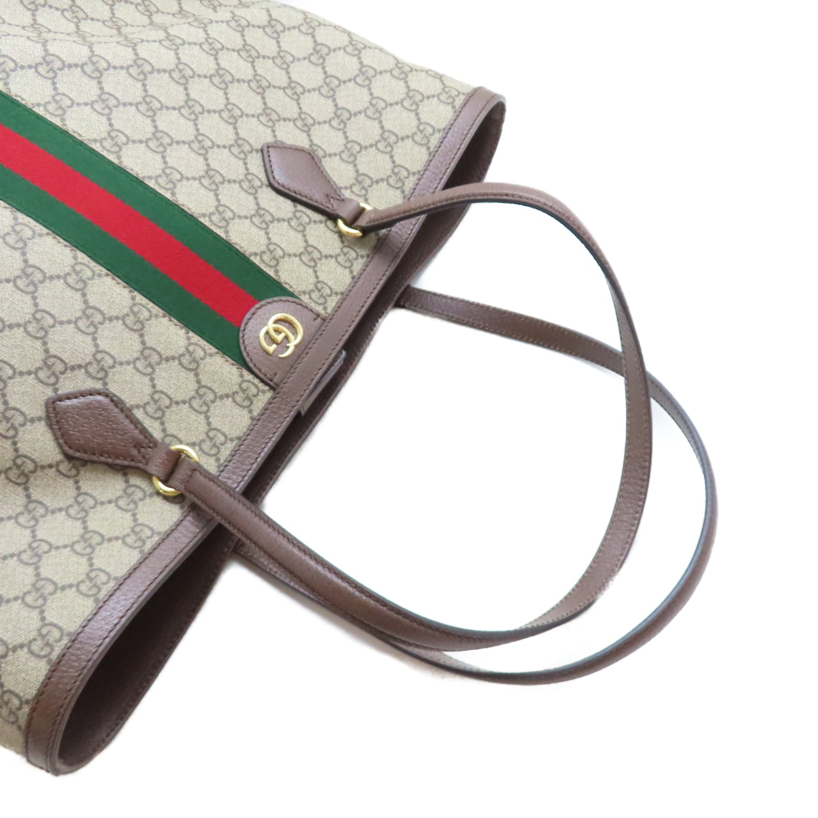 GUCCI 塗層帆布Ophidia金扣手挽袋啡色