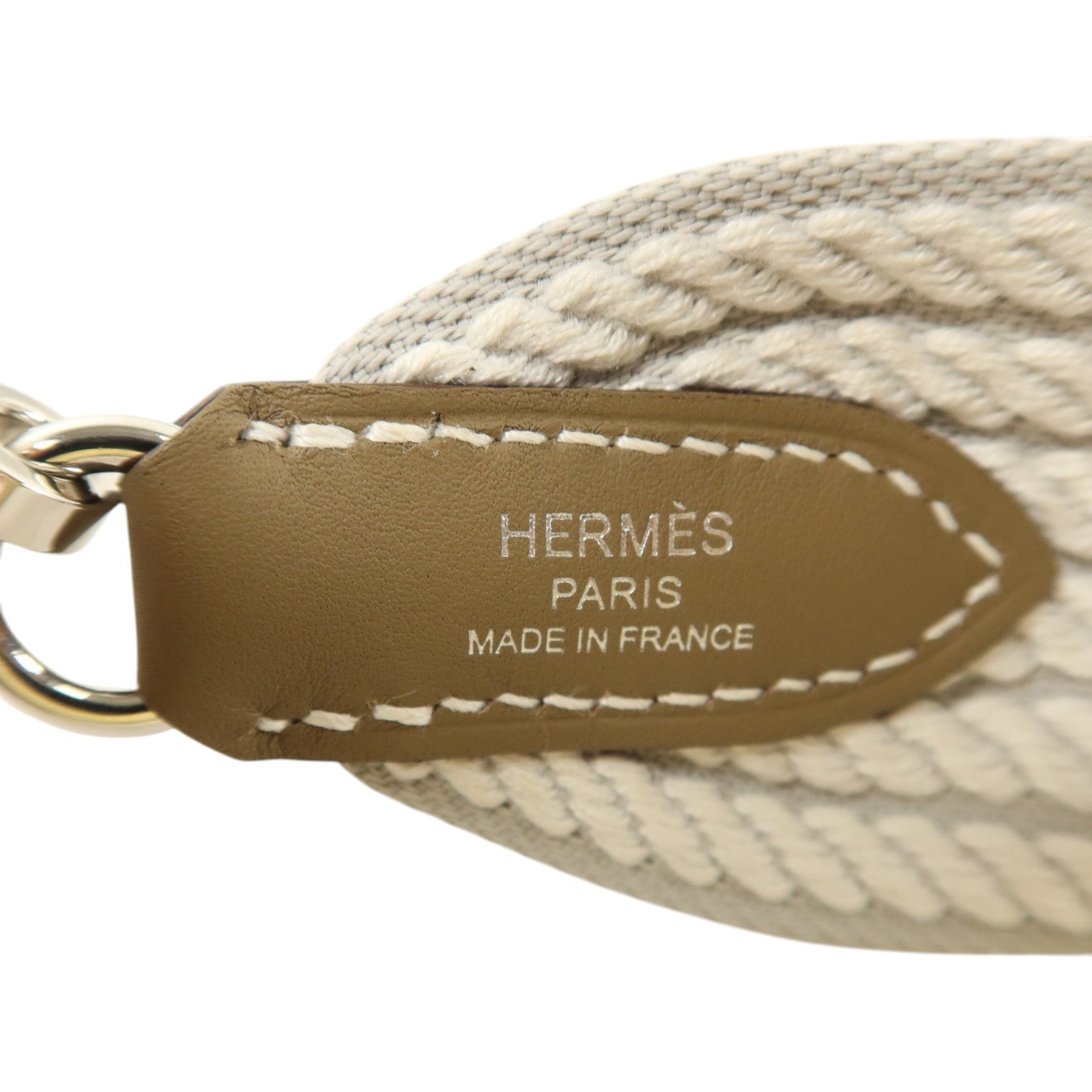 HERMES Cordage帆布/Swift皮革Sangle Cordage 50mmShoulder Strap銀扣肩帶Glacier-Gris/Pale