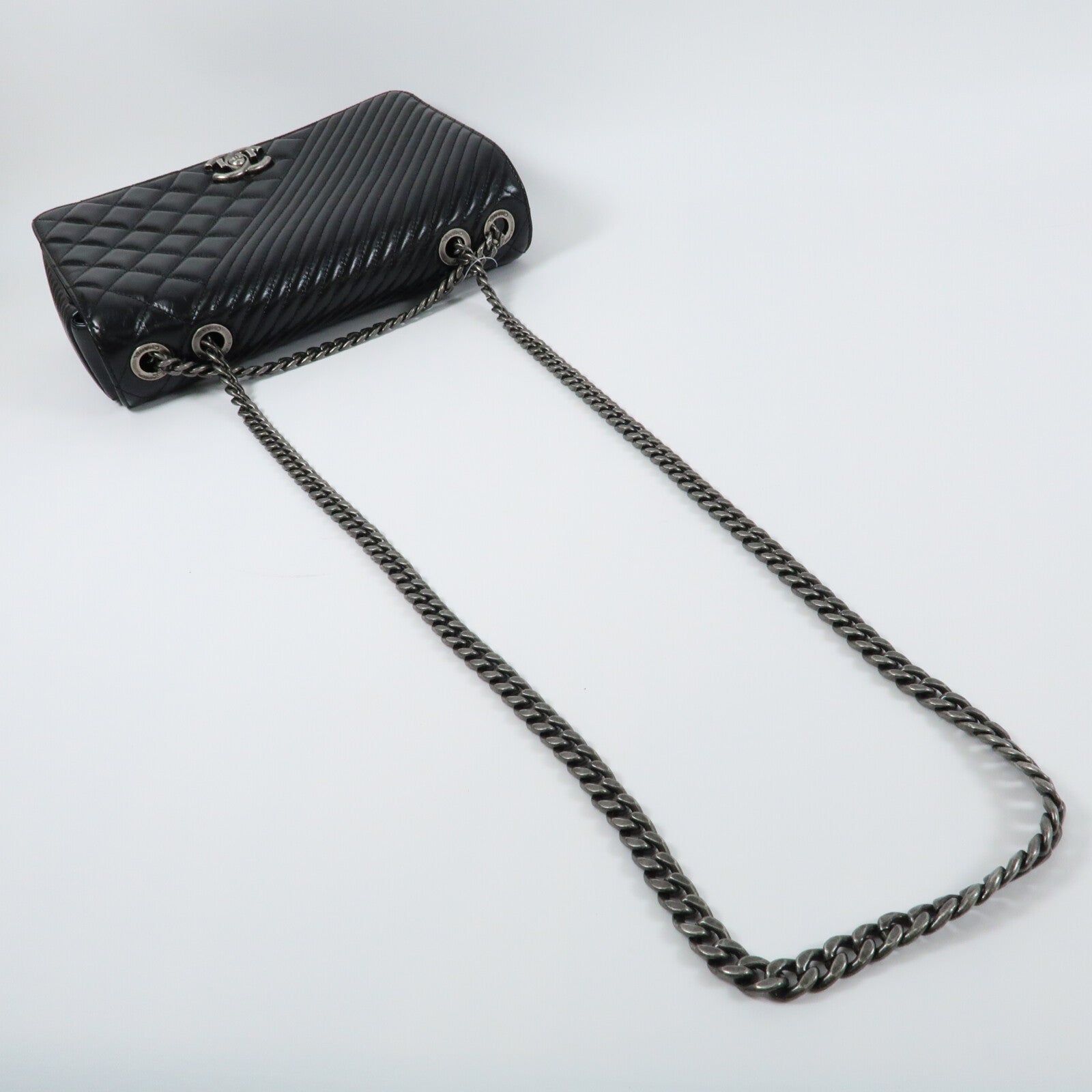 CHANEL 牛皮皮革Coco Boy Flap Bag鏈帶肩背袋