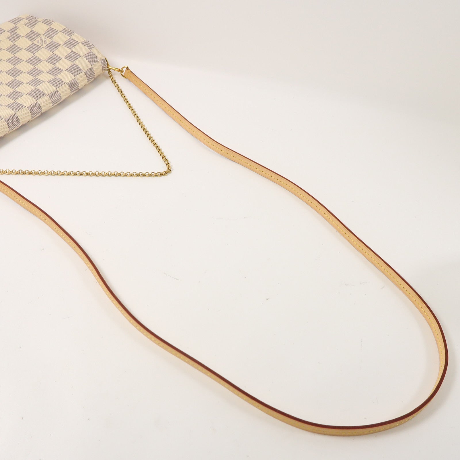 LOUIS VUITTON Damier Azur Favorite MM金扣手挽肩背兩用袋白色