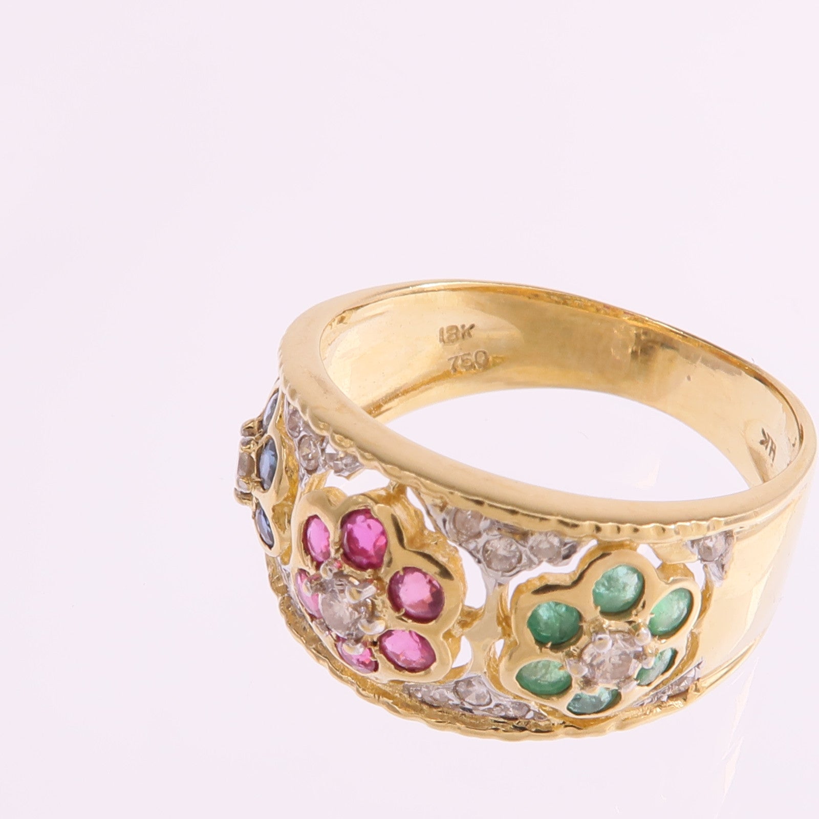 JEWELRY 【激減優惠】18K黃金/白金Multi Stone Diamond Ring多寶石/鑽石戒指US#6.5