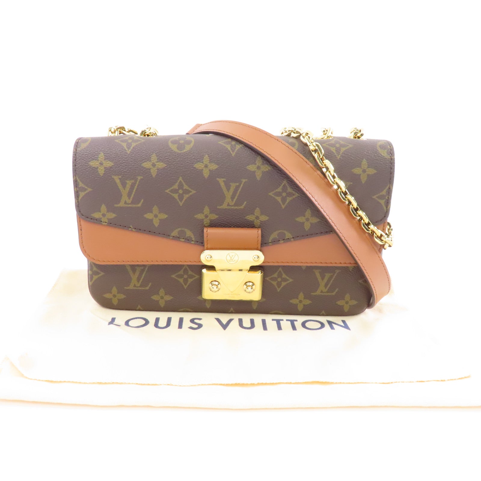 LOUIS VUITTON Monogram Marceau金扣鏈帶肩背袋啡色