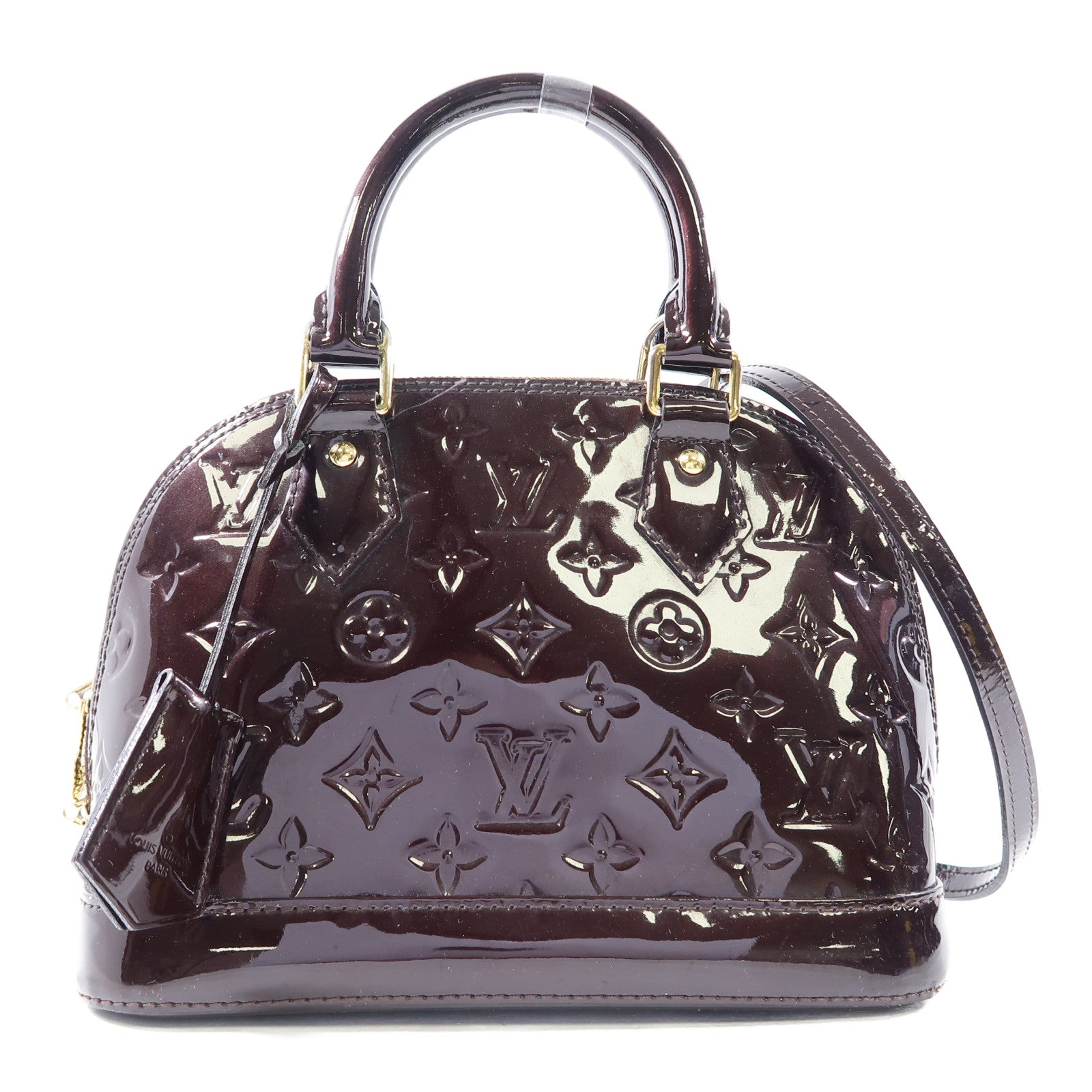 LOUIS VUITTON Vernis Alma BB金扣手挽肩背兩用袋酒紅色