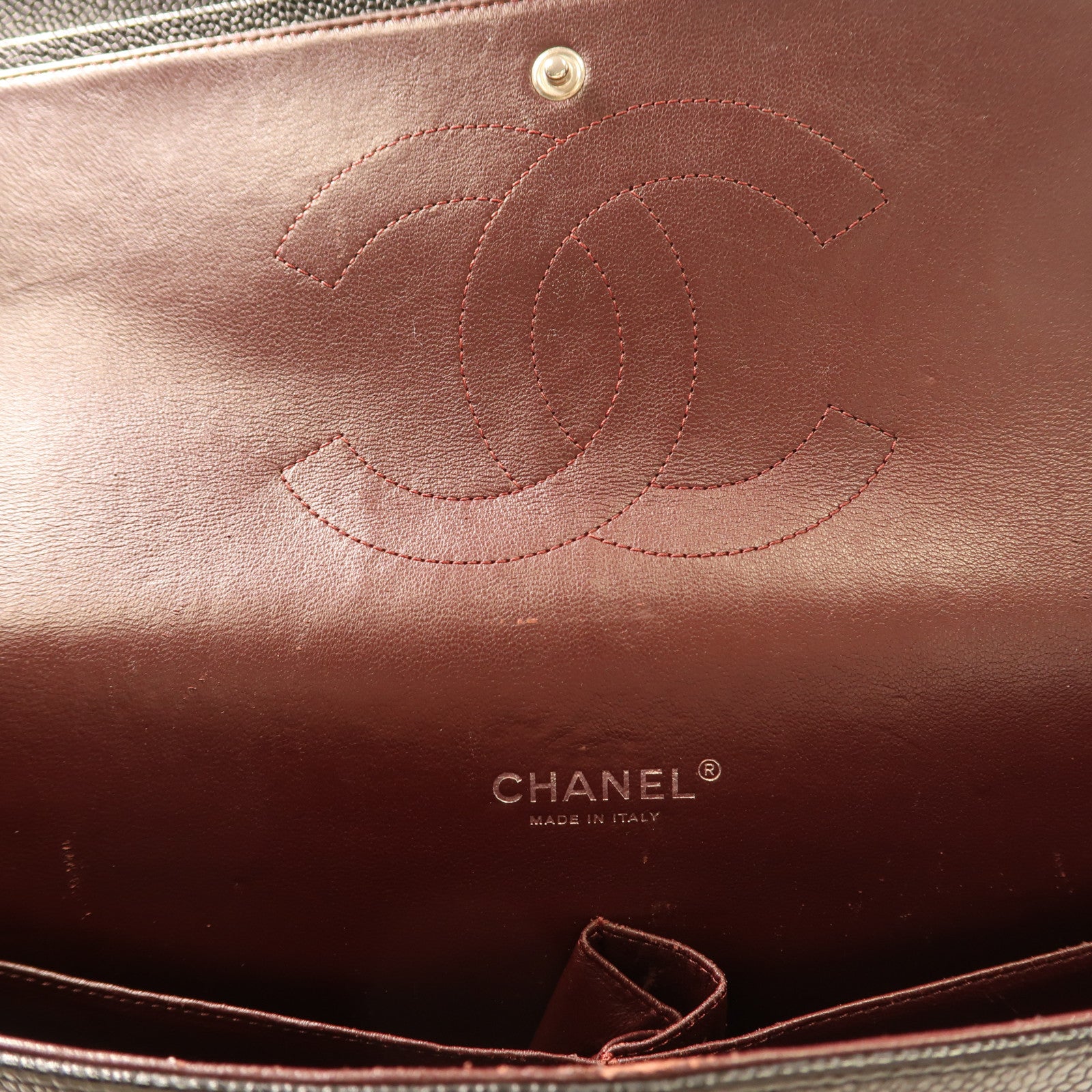 CHANEL 牛皮皮革Maxi Classic銀扣鏈帶肩背袋