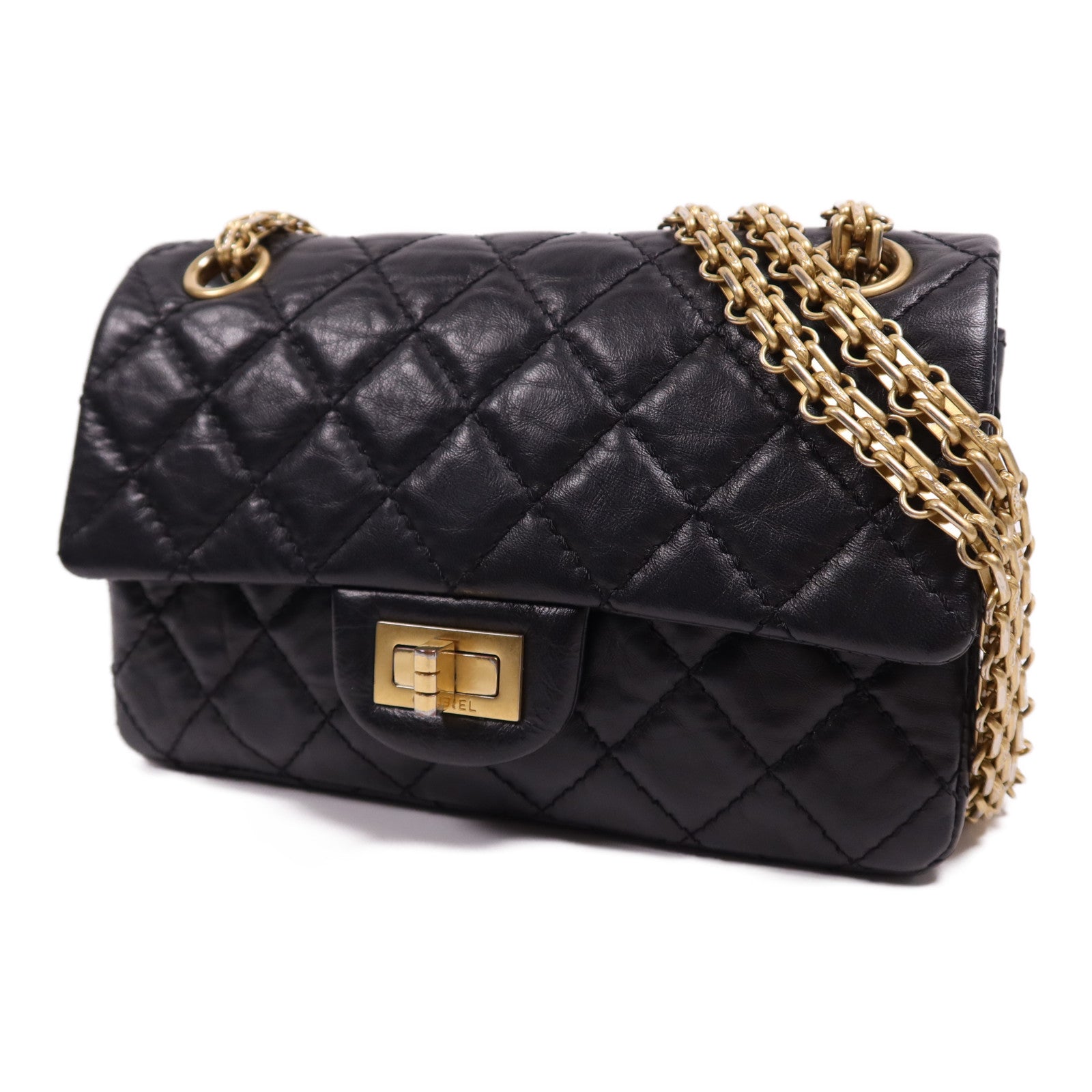 CHANEL 牛皮皮革Mini 2.55金扣鏈帶肩背袋
