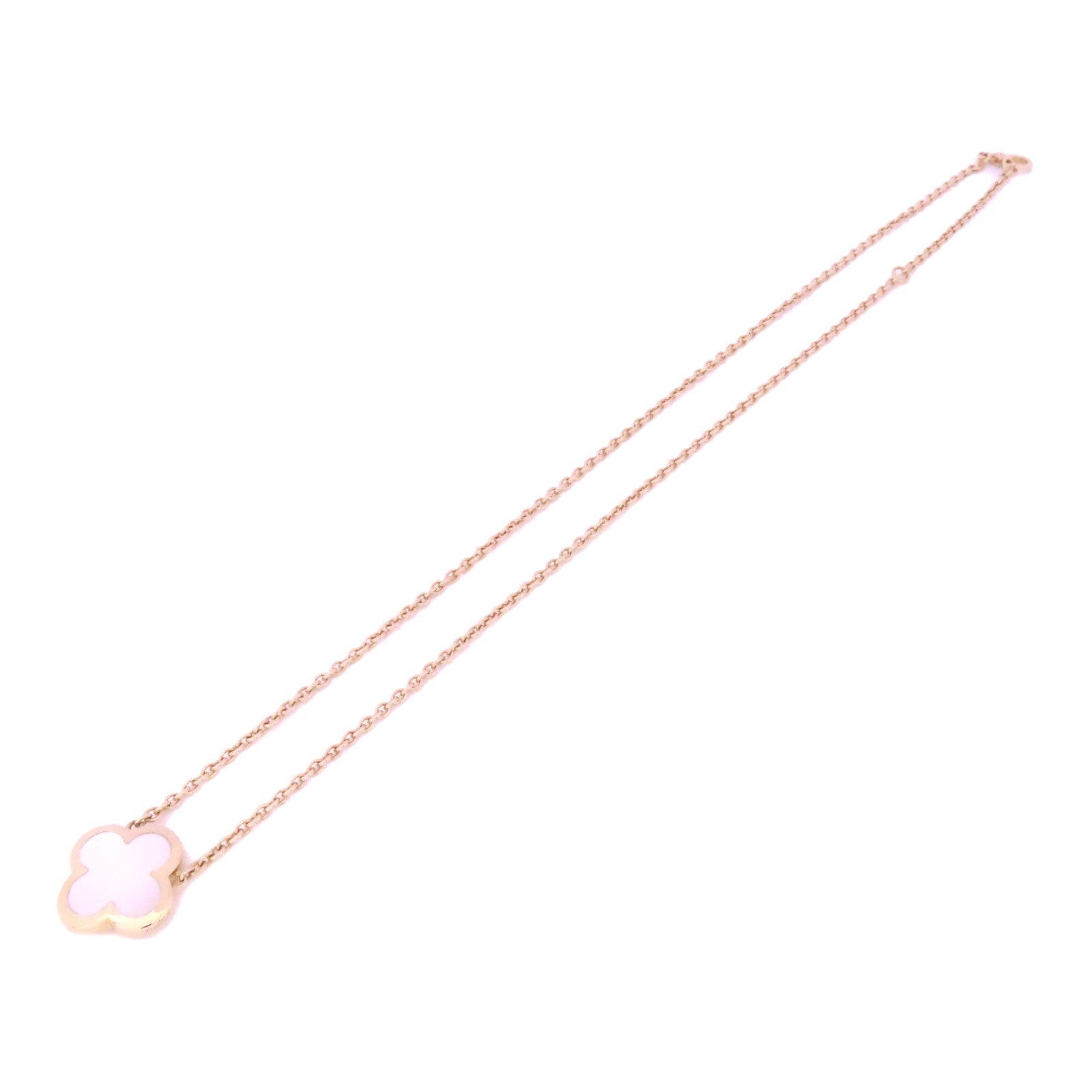 Van Cleef & Arpels 18K白金/珍珠貝殼Pure Alhambra Necklace項鍊
