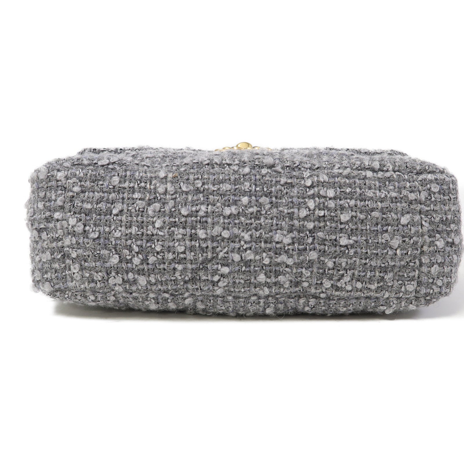 CHANEL Tweed Chanel 19金扣鏈帶手挽肩背兩用袋灰色