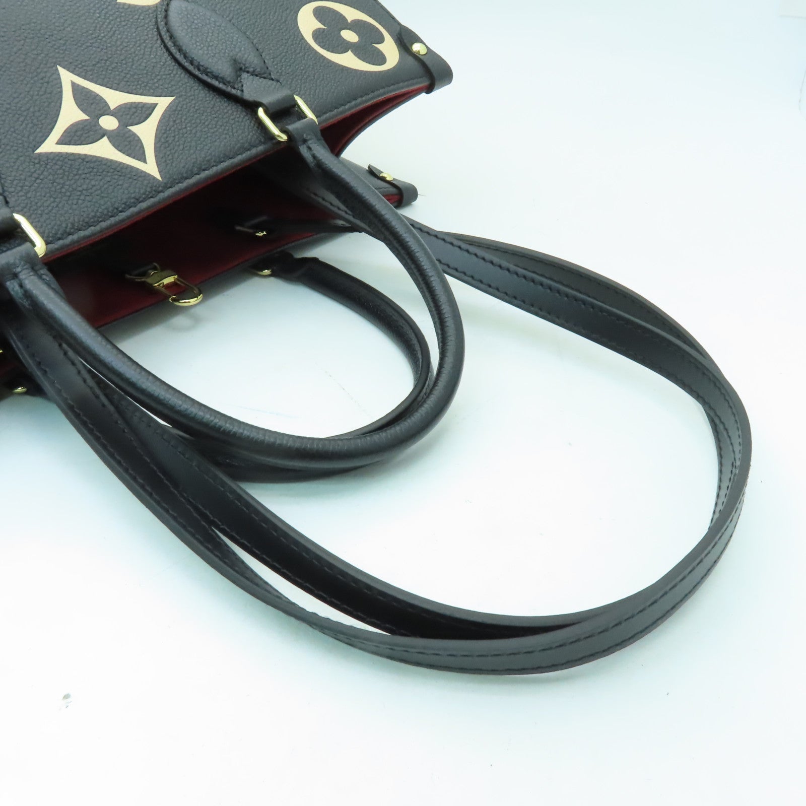 LOUIS VUITTON 【激減優惠】Monogram Empreinte On The Go MM金扣手挽肩背兩用袋黑色/啡色