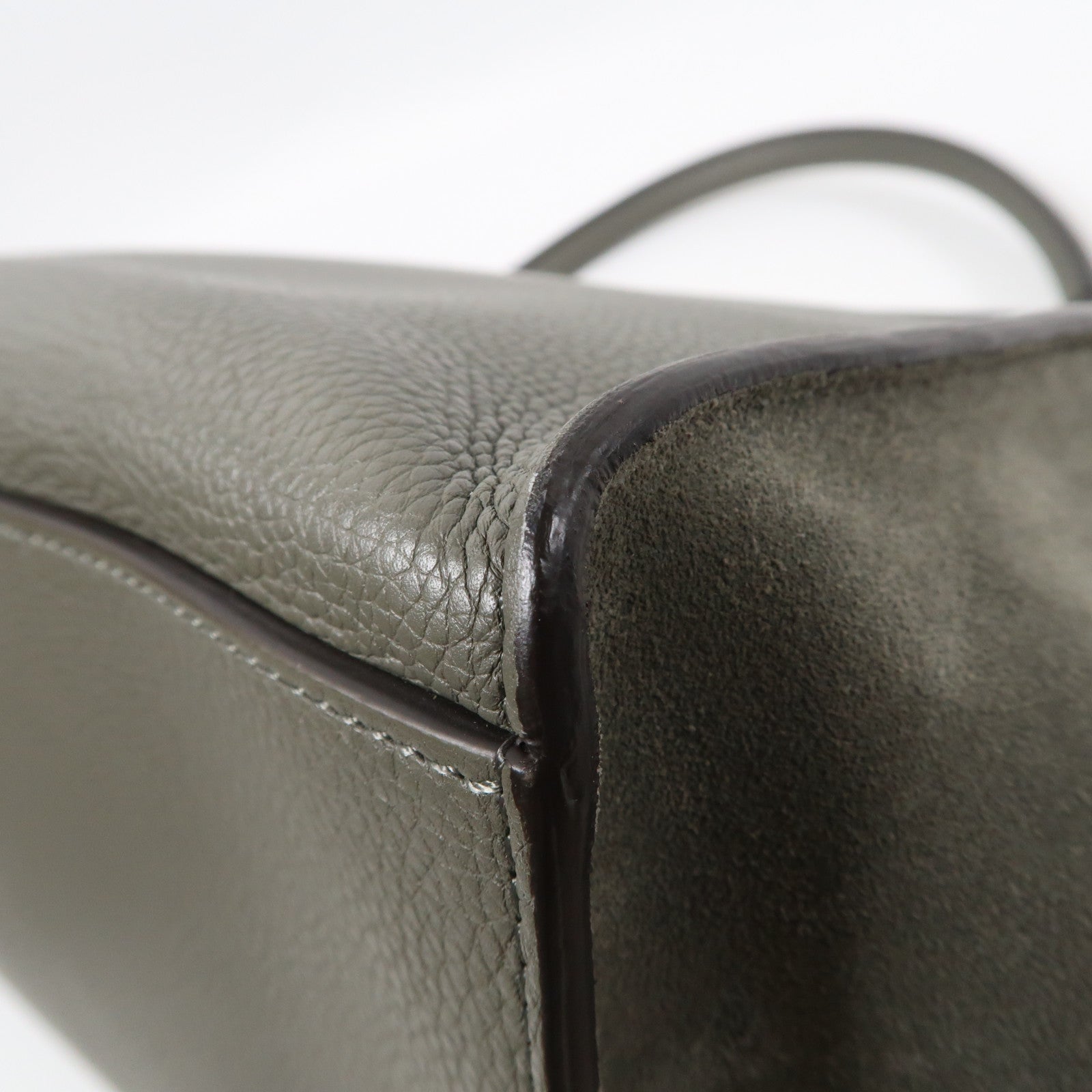 CELINE 牛皮皮革Trapeze銀扣手挽肩背兩用袋灰色