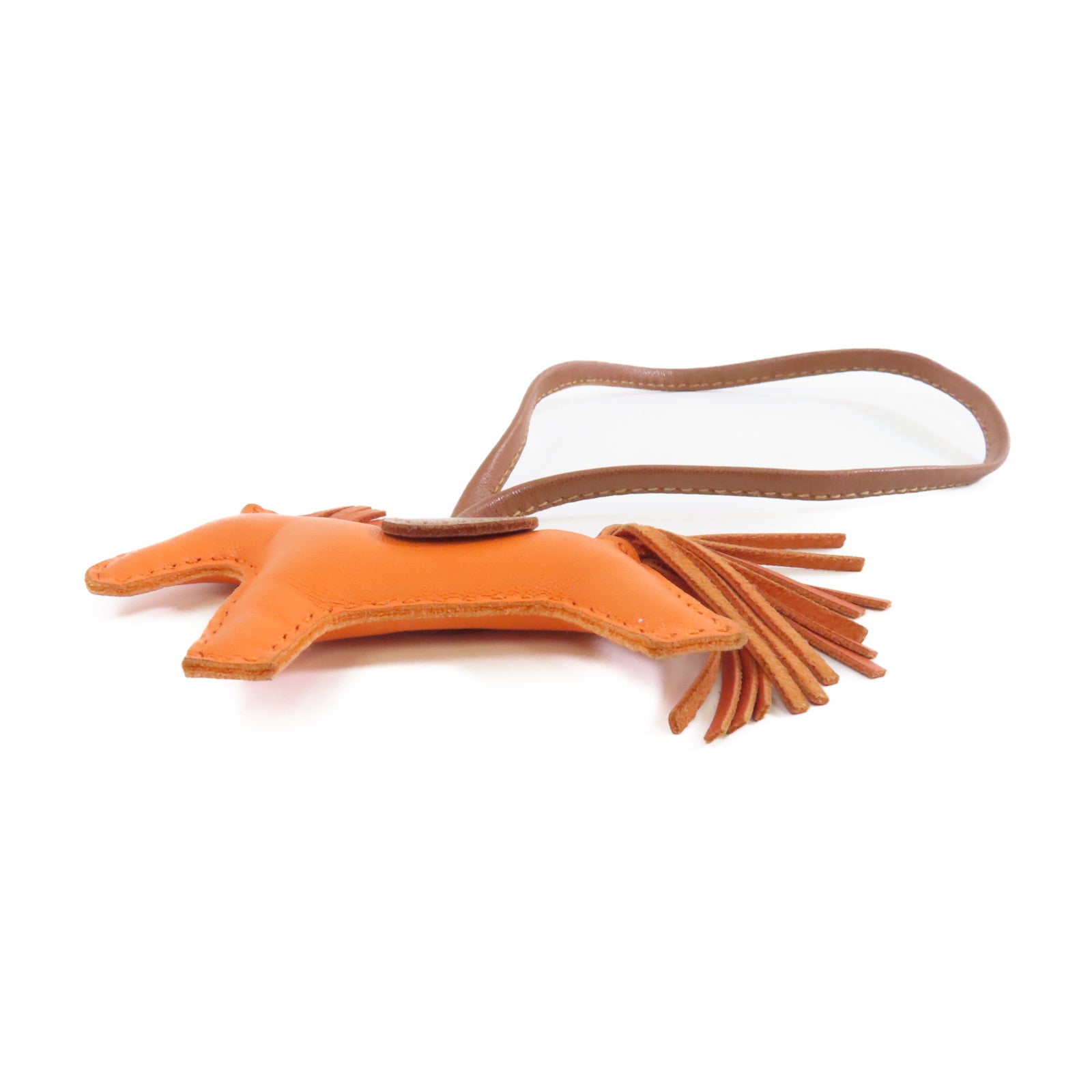 HERMES Swift皮革Rodeo PM掛飾Orange/橙色/棕色