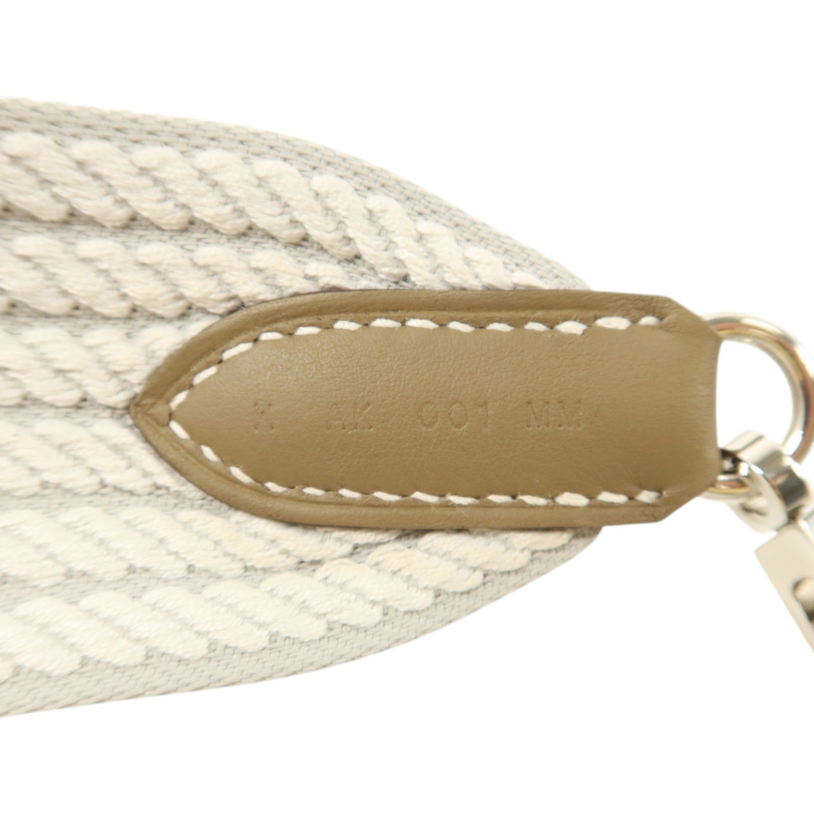 HERMES Cordage帆布/Swift皮革Sangle Cordage 50mmShoulder Strap銀扣肩帶Glacier-Gris/Pale