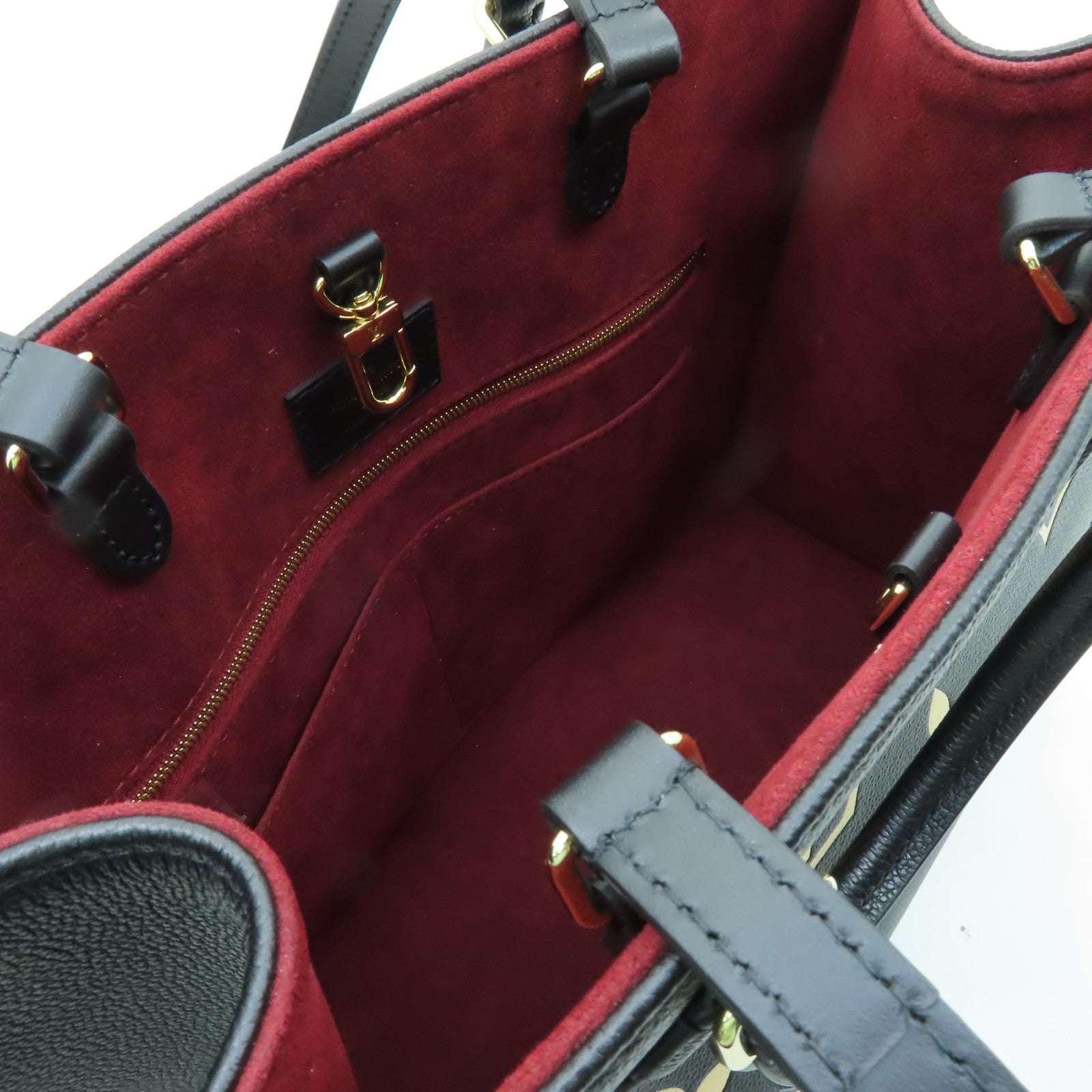 LOUIS VUITTON 【激減優惠】Monogram Empreinte On The Go MM金扣手挽肩背兩用袋黑色/啡色