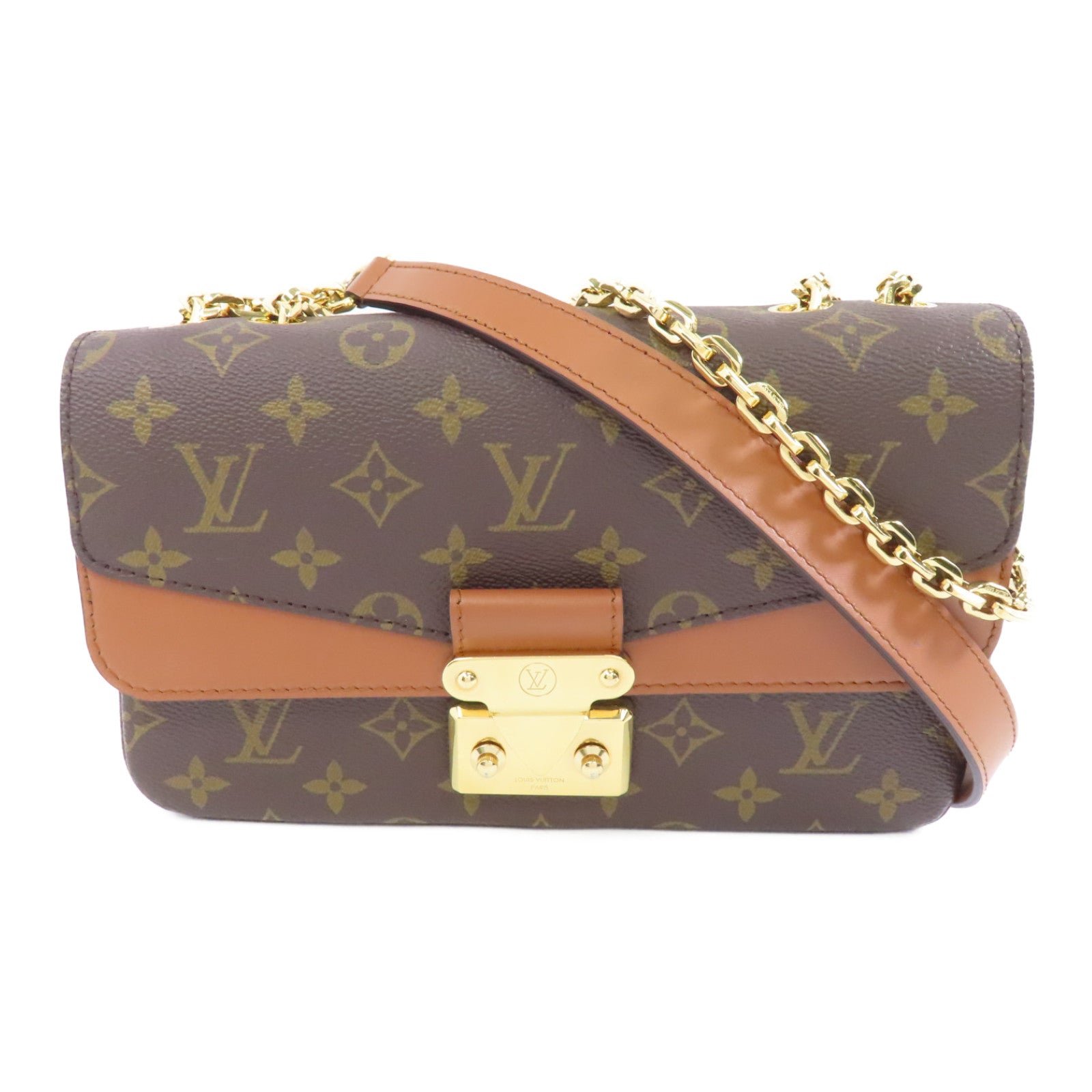LOUIS VUITTON Monogram Marceau金扣鏈帶肩背袋啡色