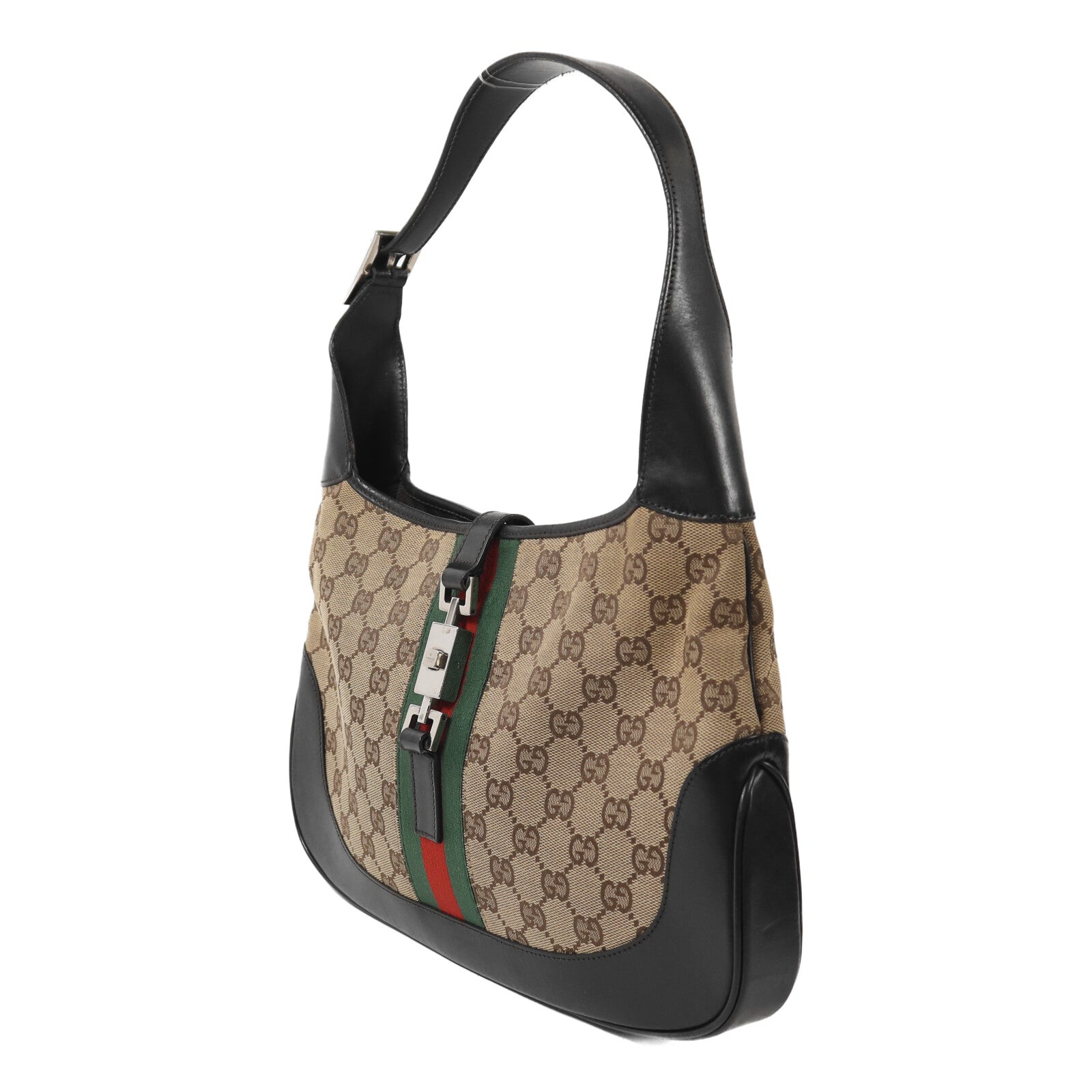 GUCCI 帆布Jackie Hobo銀扣肩背袋