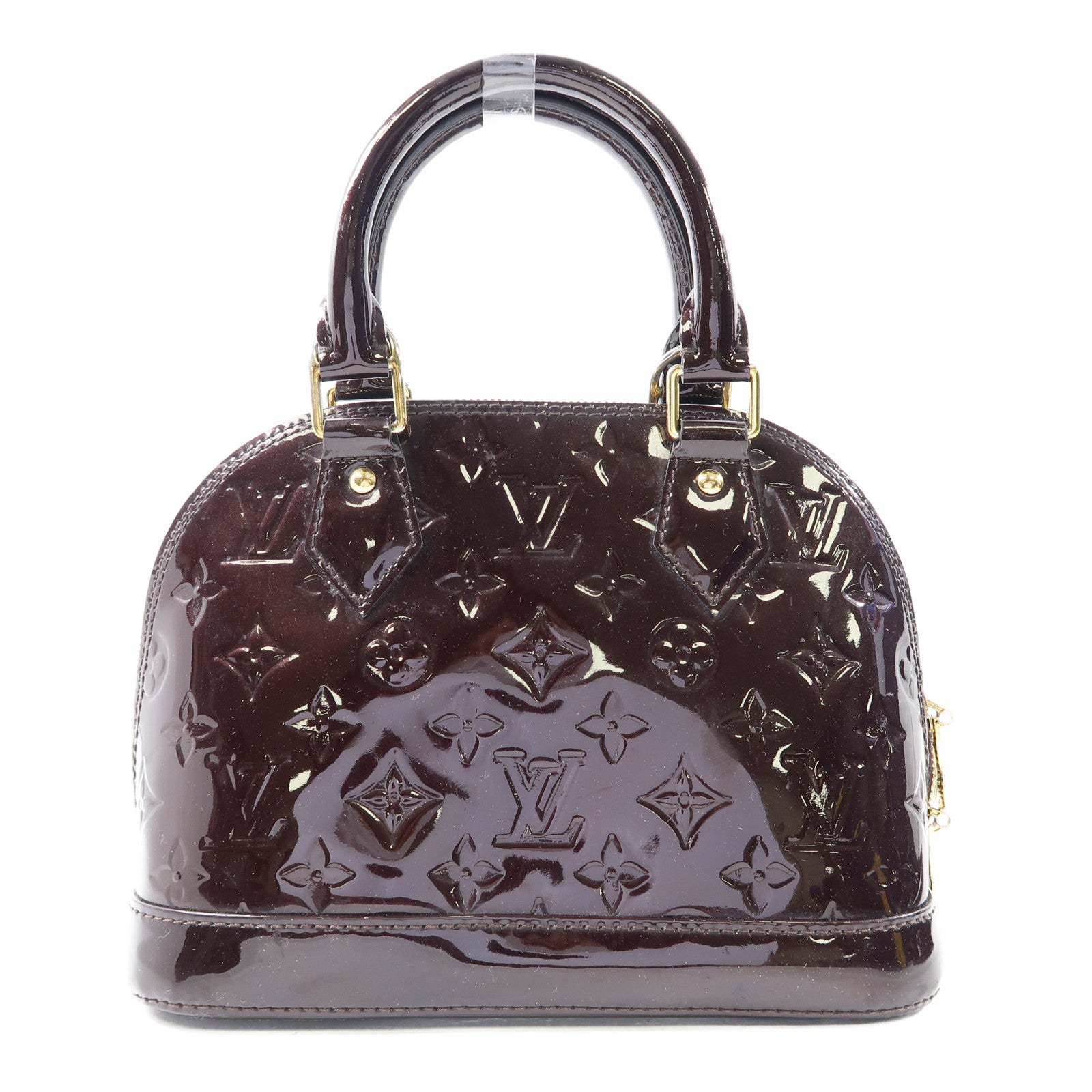 LOUIS VUITTON Vernis Alma BB金扣手挽肩背兩用袋酒紅色