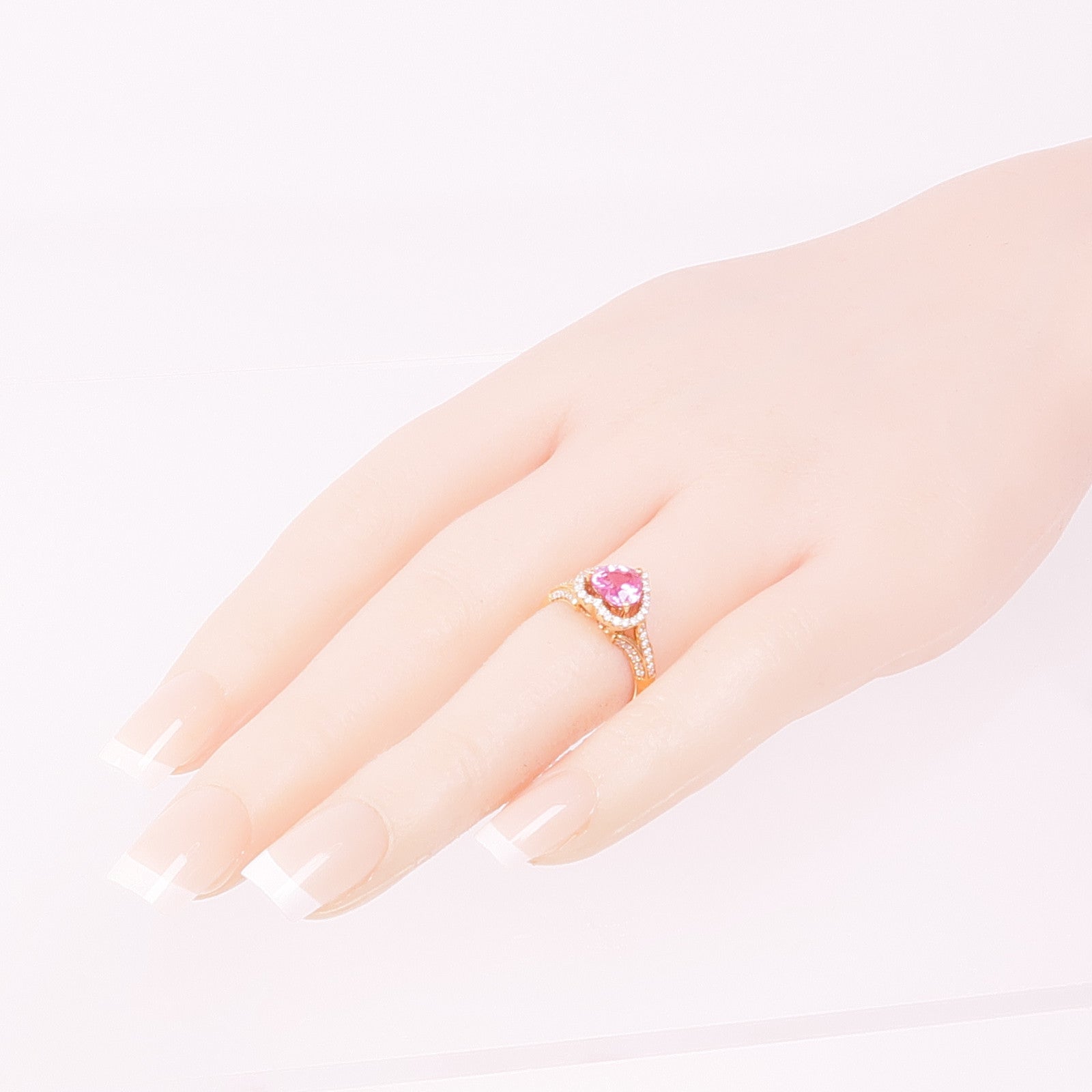 JEWELRY 18K玫瑰金Sapphire Diamond Ring粉紅色藍寶石/鑽石戒指US#5.5