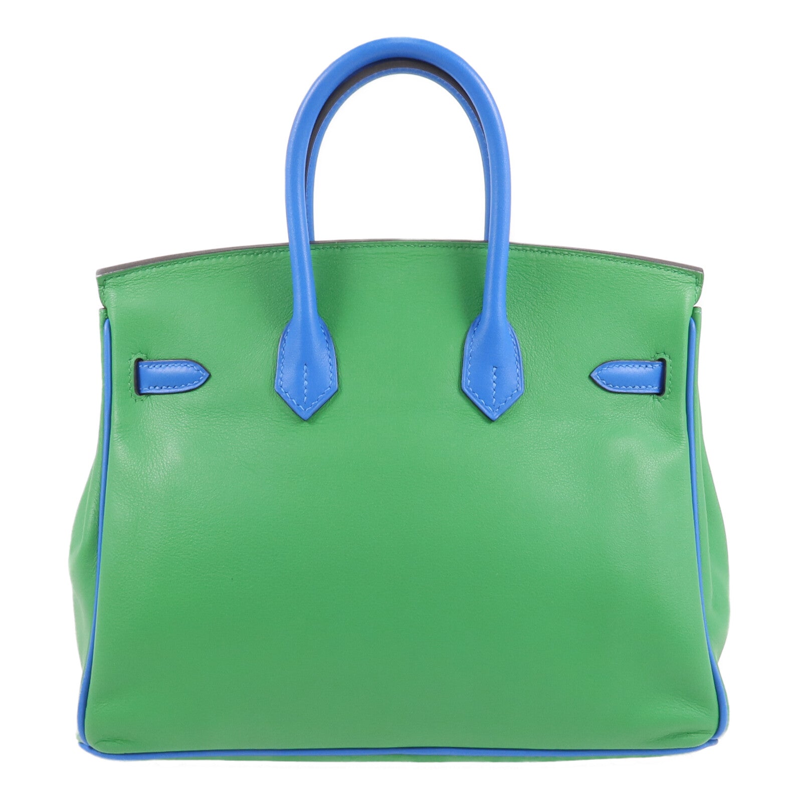 HERMES Swift皮革Birkin 25金扣手挽袋Bambou/Bleu Hydra
