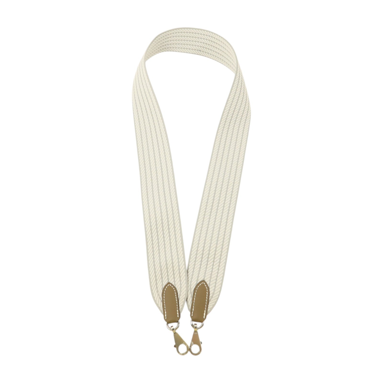 HERMES Cordage帆布/Swift皮革Sangle Cordage 50mmShoulder Strap銀扣肩帶Glacier-Gris/Pale