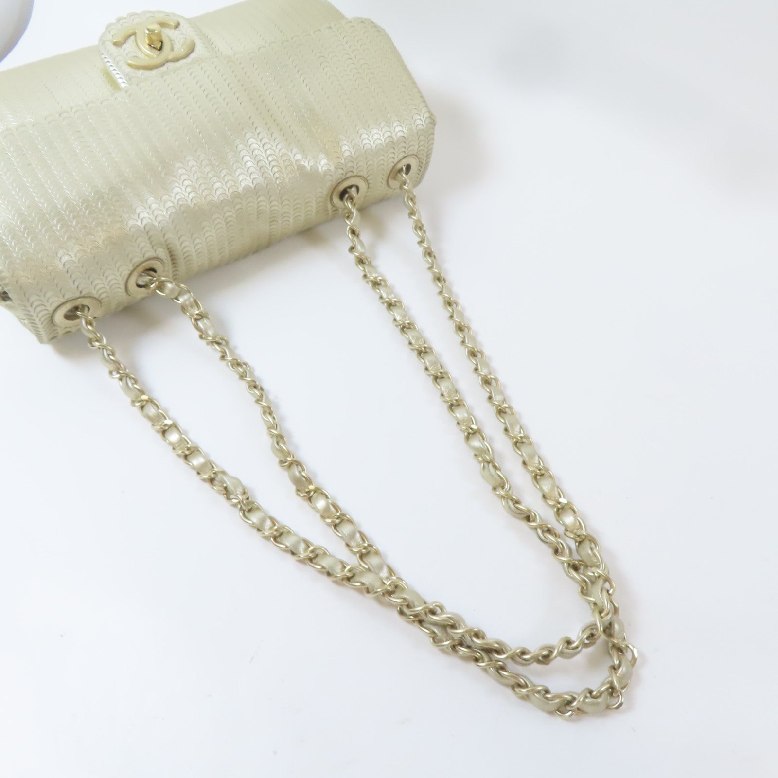 CHANEL 【激減優惠】羊皮皮革Chain Shoulder Bag金扣鏈帶肩背袋金色