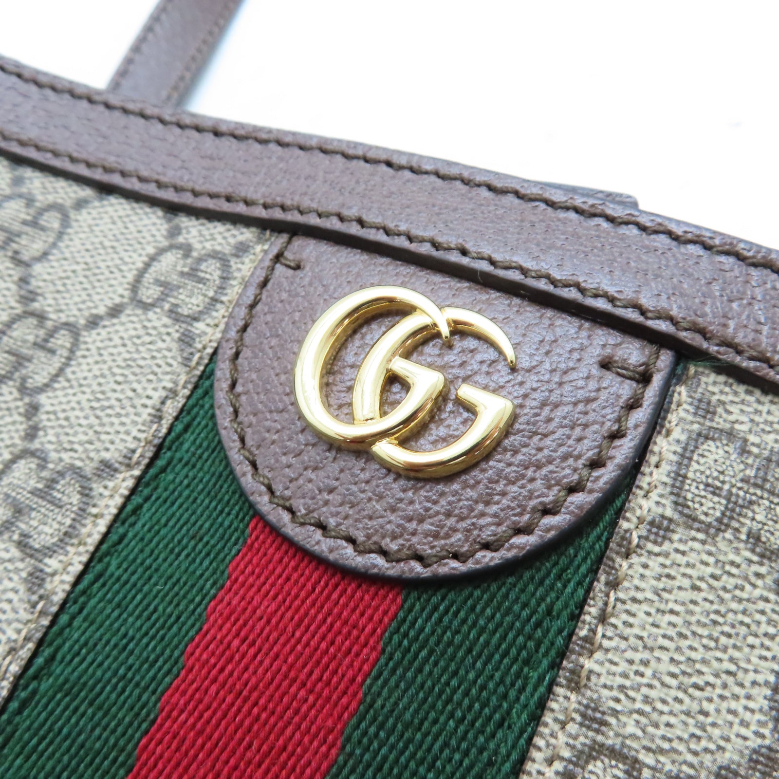 GUCCI 塗層帆布Ophidia金扣手挽袋啡色