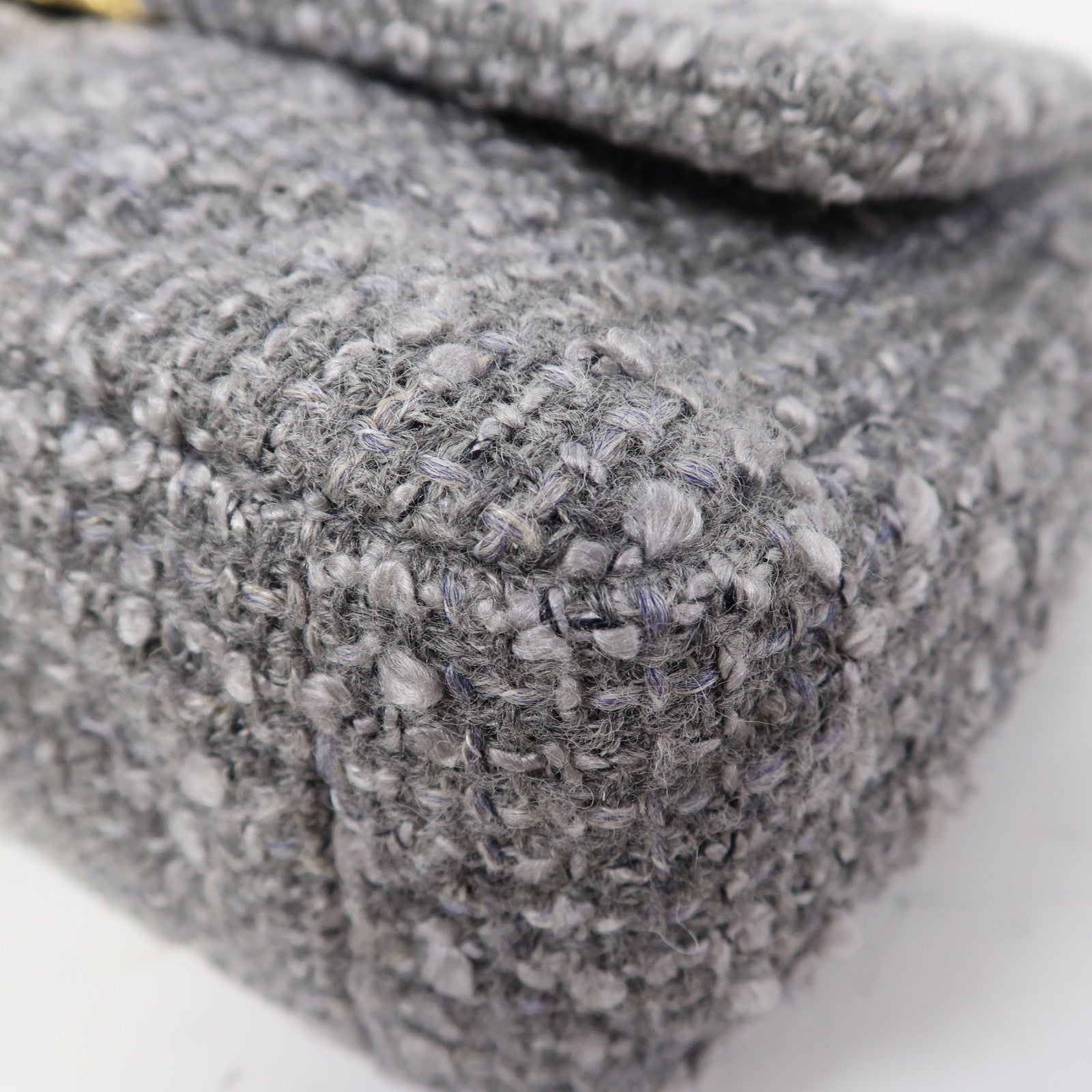 CHANEL Tweed Chanel 19金扣鏈帶手挽肩背兩用袋灰色