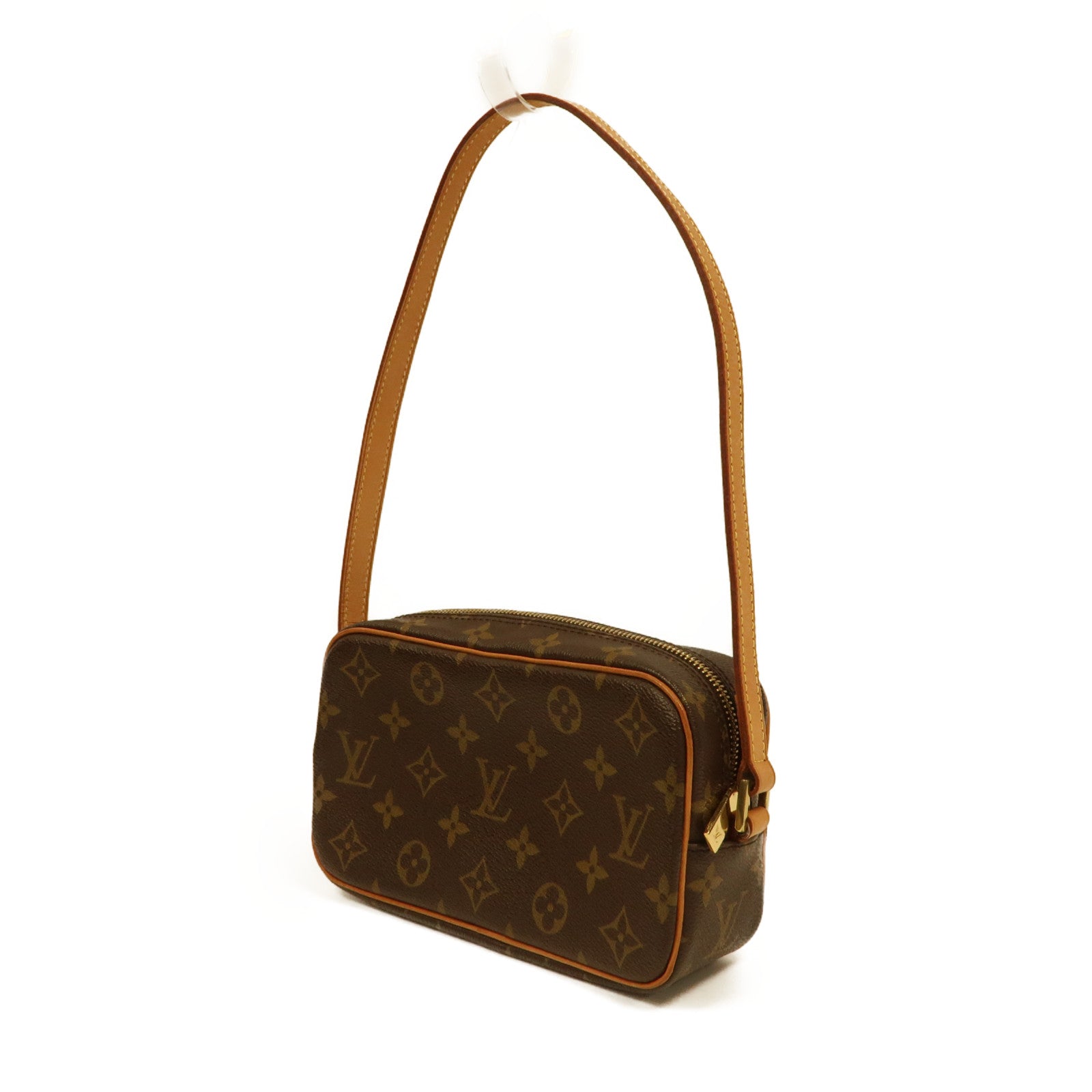 LOUIS VUITTON Monogram Pochette Cite金扣肩背袋啡色