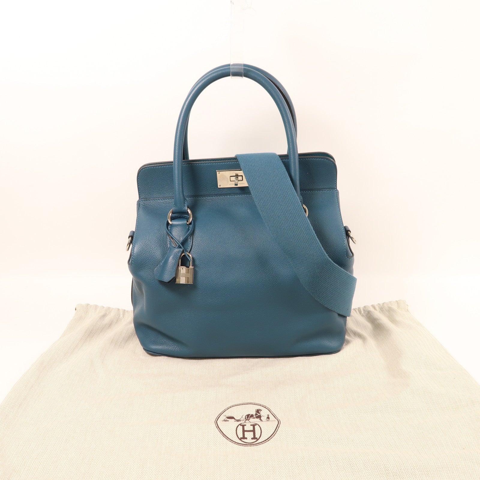 HERMES Evercolor皮革Toolbox 26銀扣手挽肩背兩用袋1P Colvert