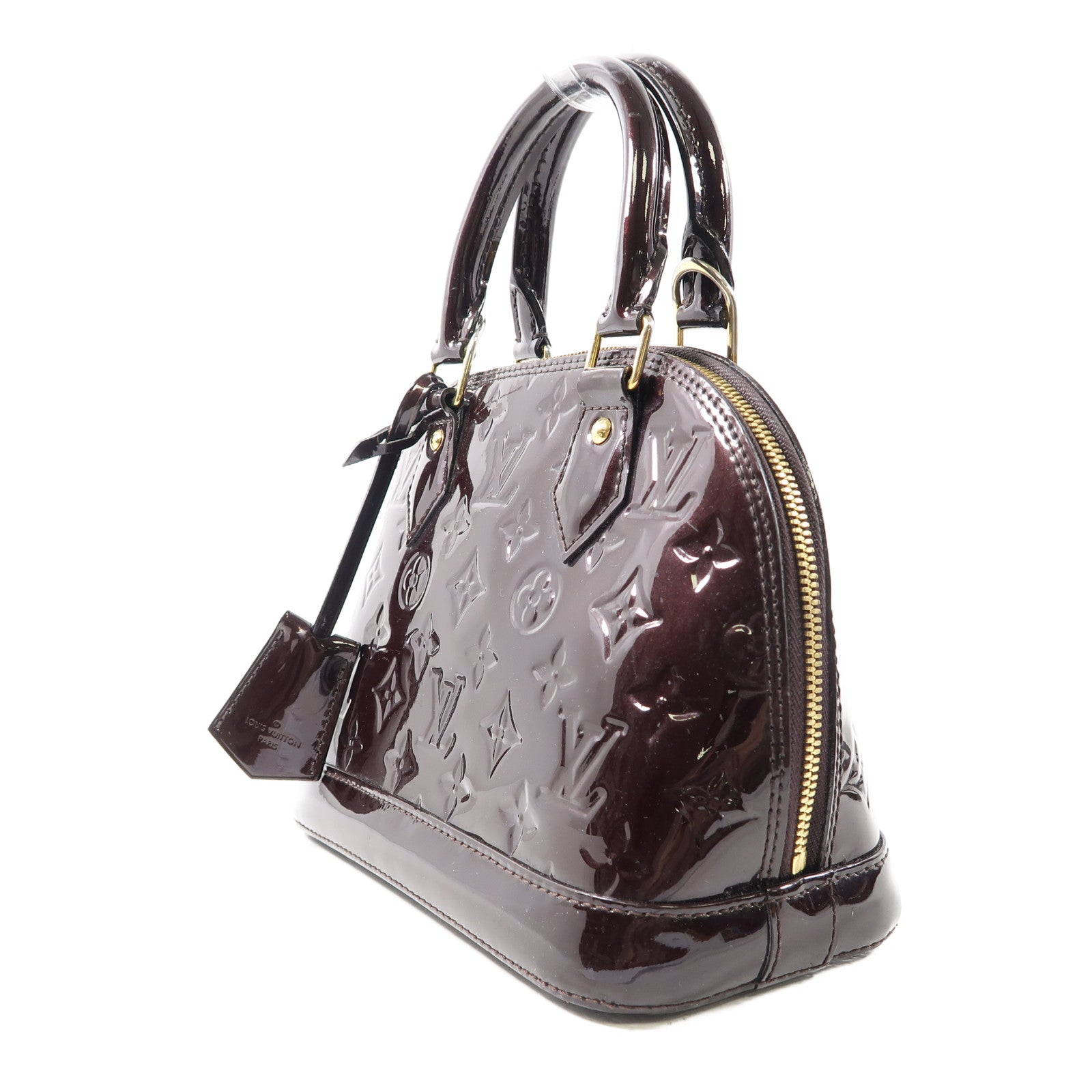 LOUIS VUITTON Vernis Alma BB金扣手挽肩背兩用袋酒紅色