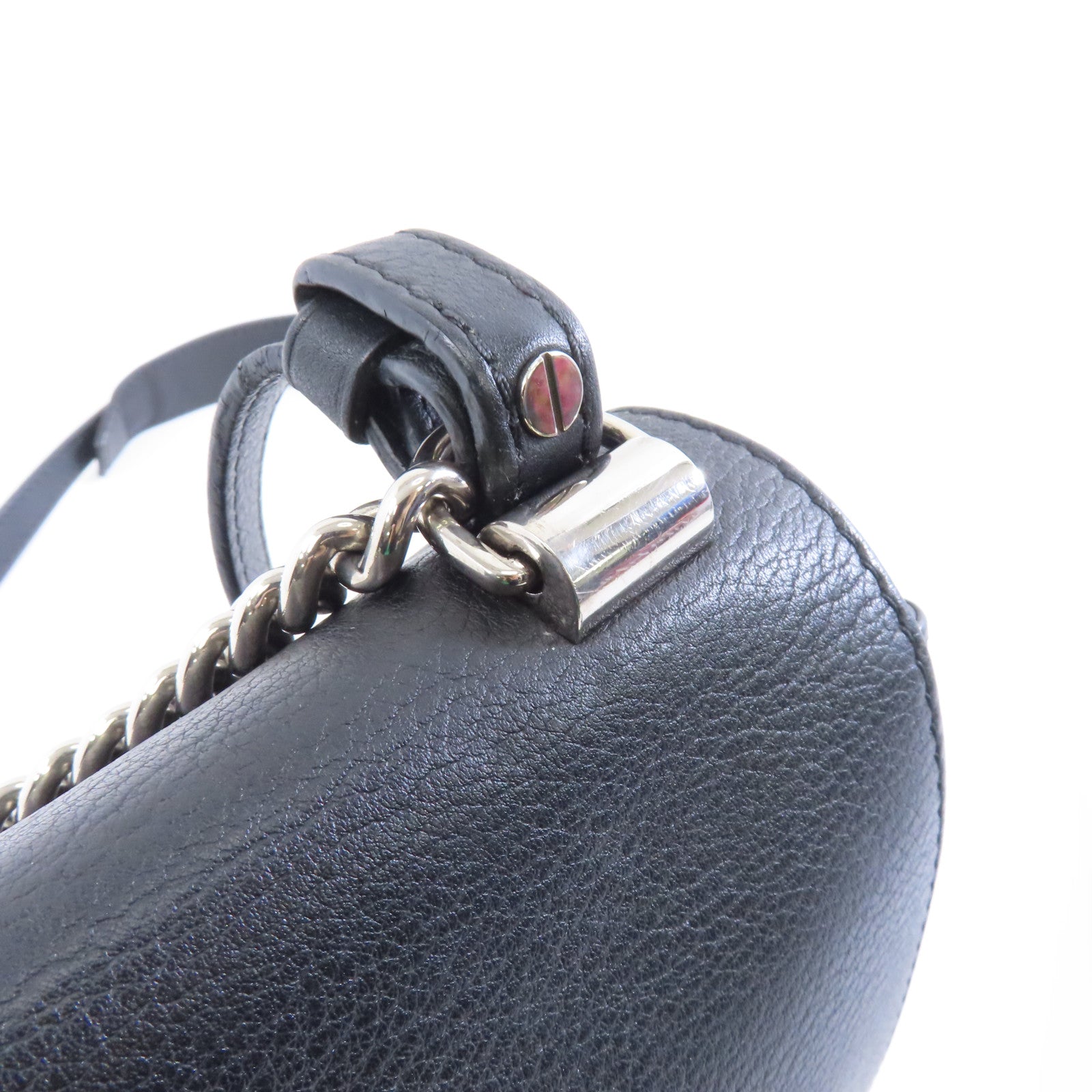 LOUIS VUITTON 牛皮皮革Lockme II Chain Bag銀扣手挽肩背兩用袋黑色
