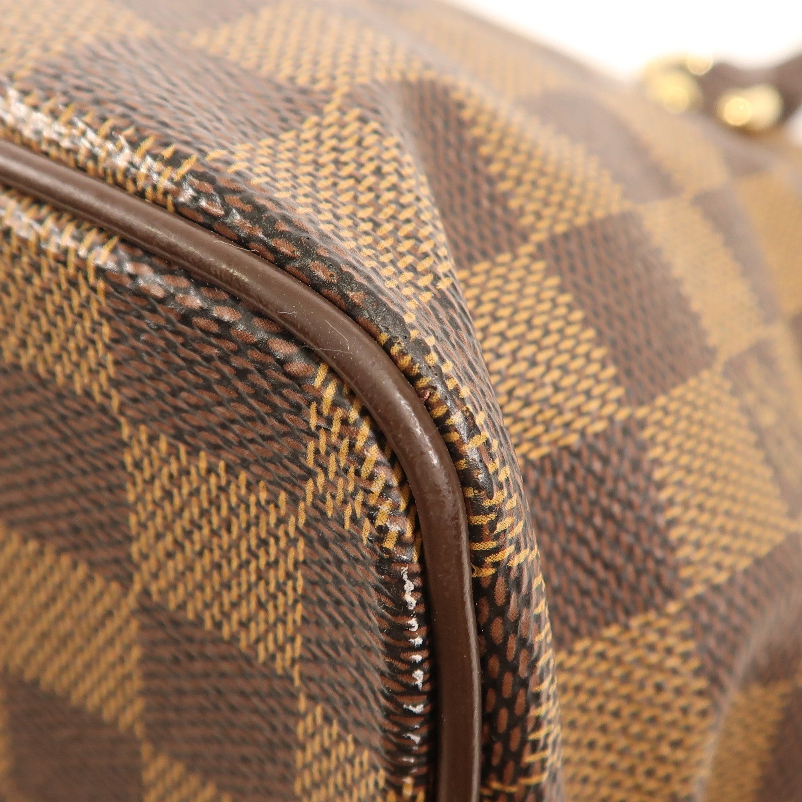 LOUIS VUITTON Damier Saleya MM金扣肩背袋棕色