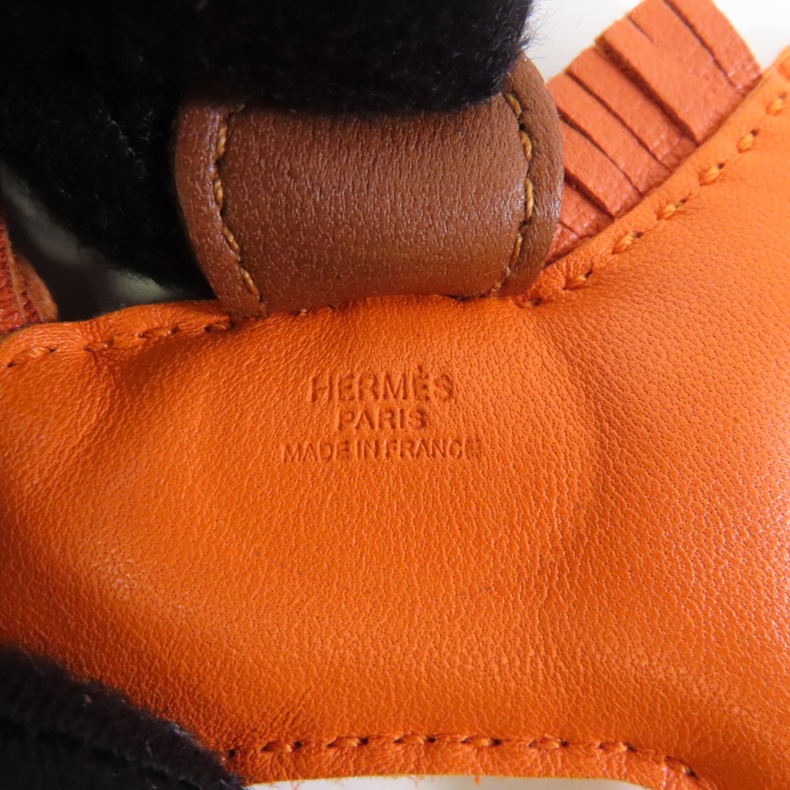 HERMES Swift皮革Rodeo PM掛飾Orange/橙色/棕色