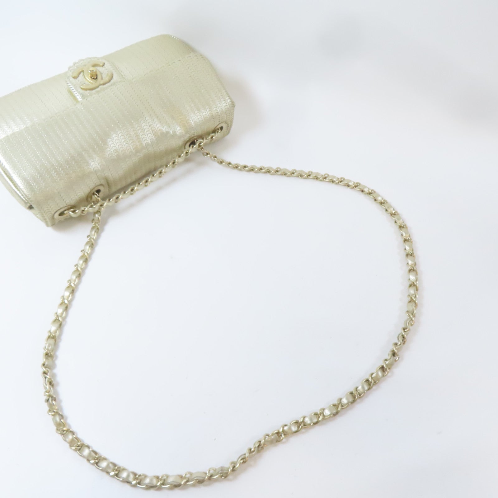 CHANEL 【激減優惠】羊皮皮革Chain Shoulder Bag金扣鏈帶肩背袋金色