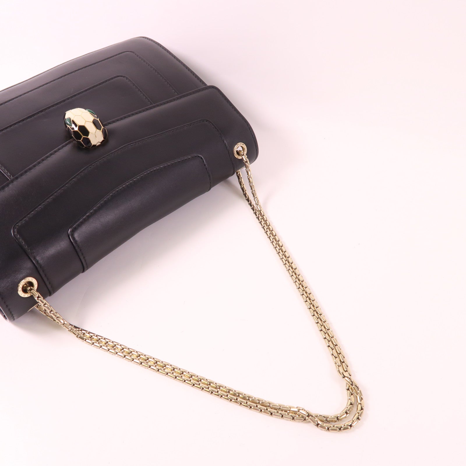 BVLGARI 牛皮皮革Serpenti Forever金扣鏈帶肩背袋