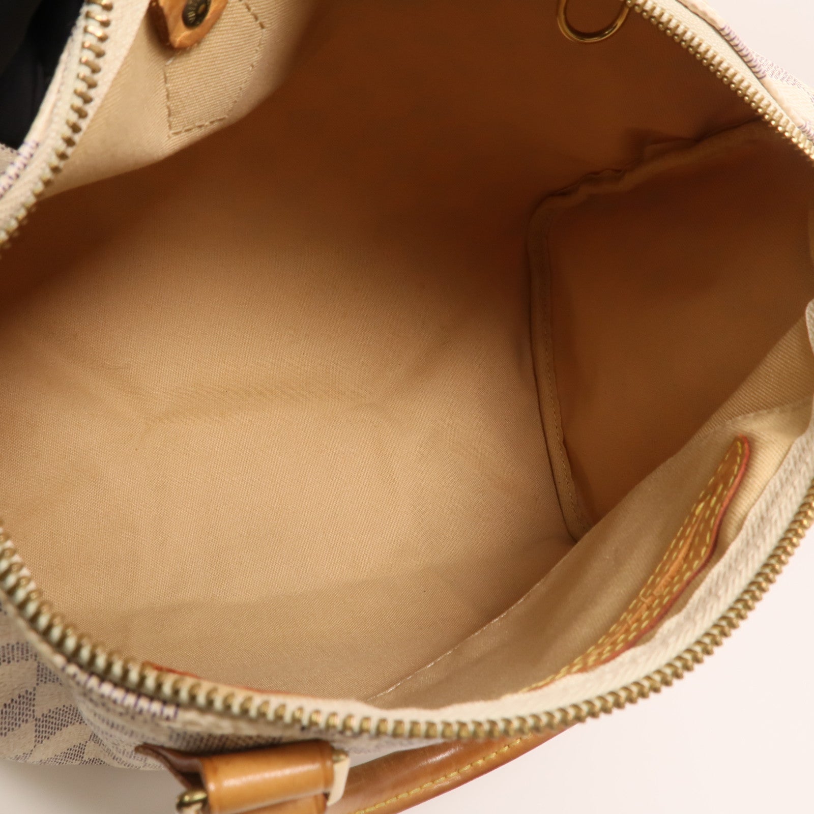 LOUIS VUITTON Damier Azur Speedy 30金扣手挽袋白色