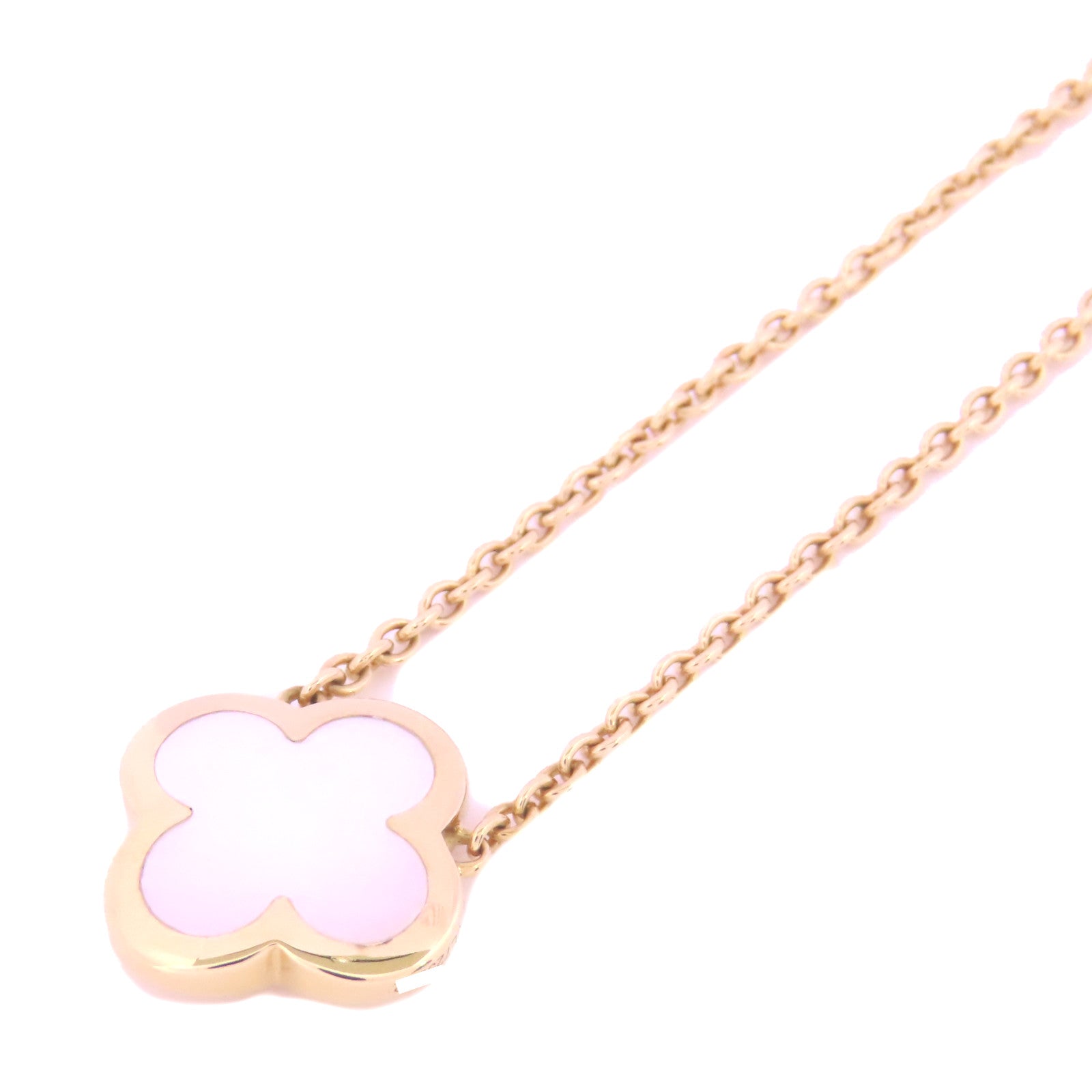 Van Cleef & Arpels 18K白金/珍珠貝殼Pure Alhambra Necklace項鍊