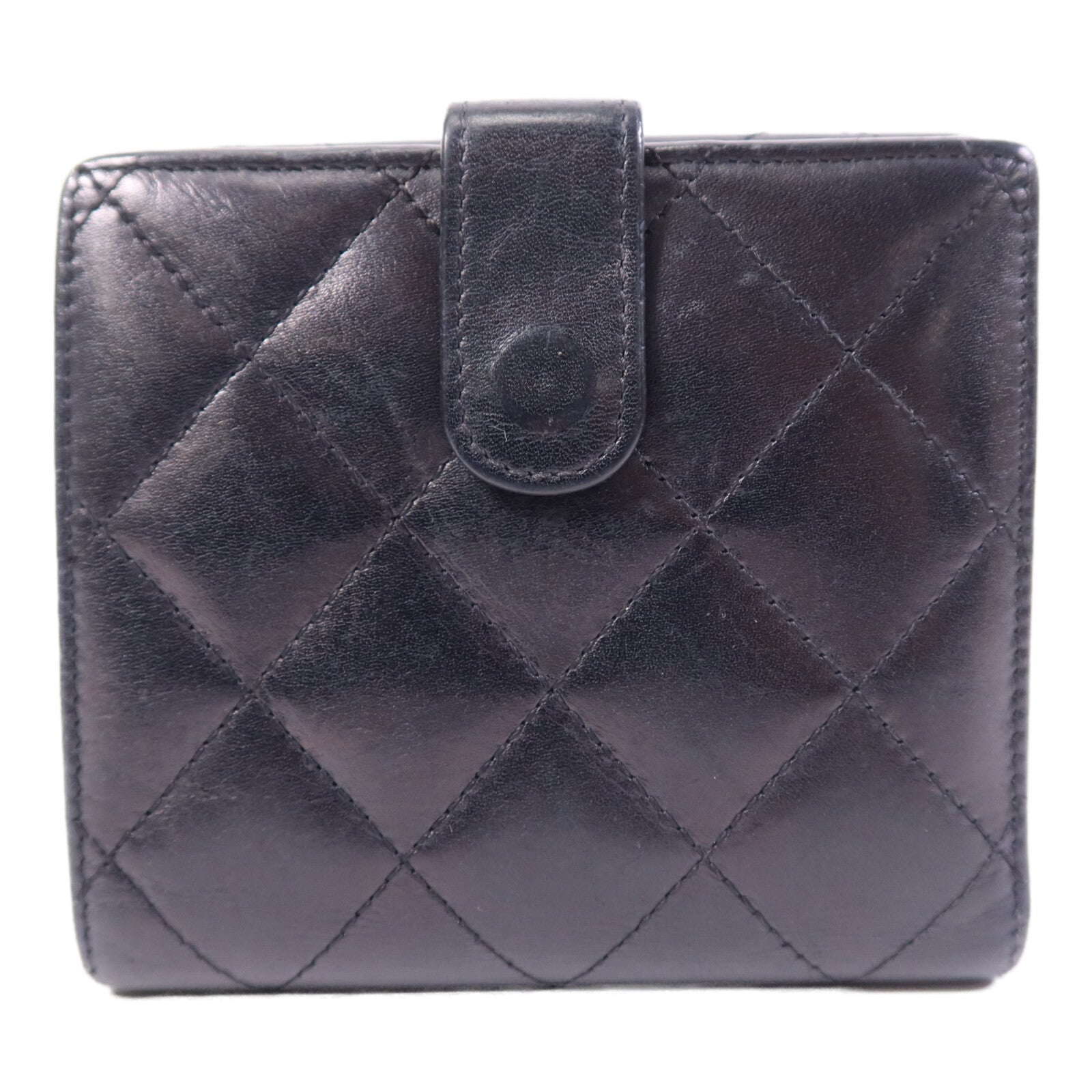 CHANEL 羊皮/漆皮皮革Cambon Wallet銀扣錢包