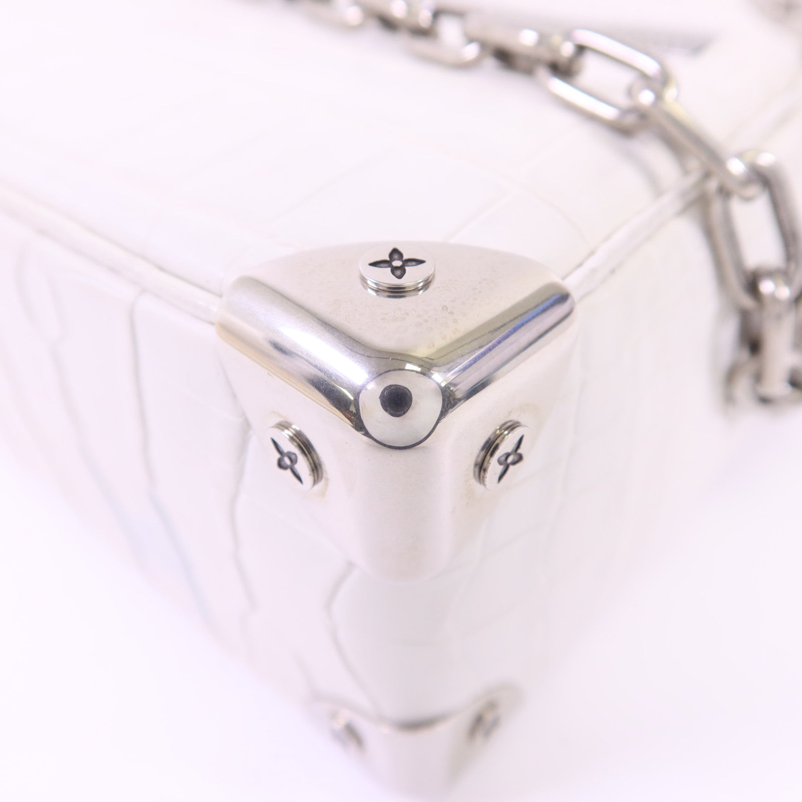 LOUIS VUITTON 【激減優惠】鱷魚皮革/金屬Mini Soft Trunk銀扣鏈帶肩背袋