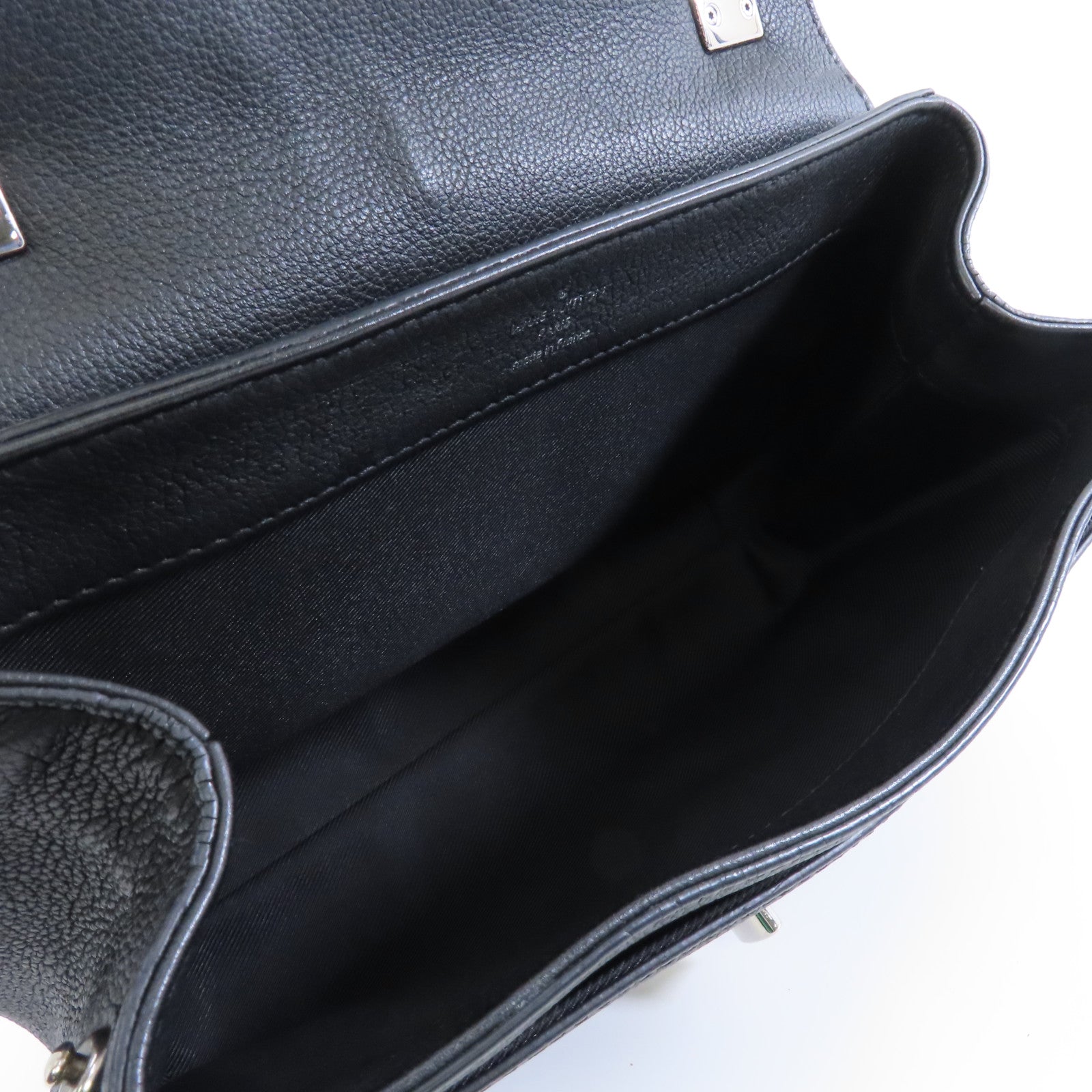 LOUIS VUITTON 牛皮皮革Lockme II Chain Bag銀扣手挽肩背兩用袋黑色