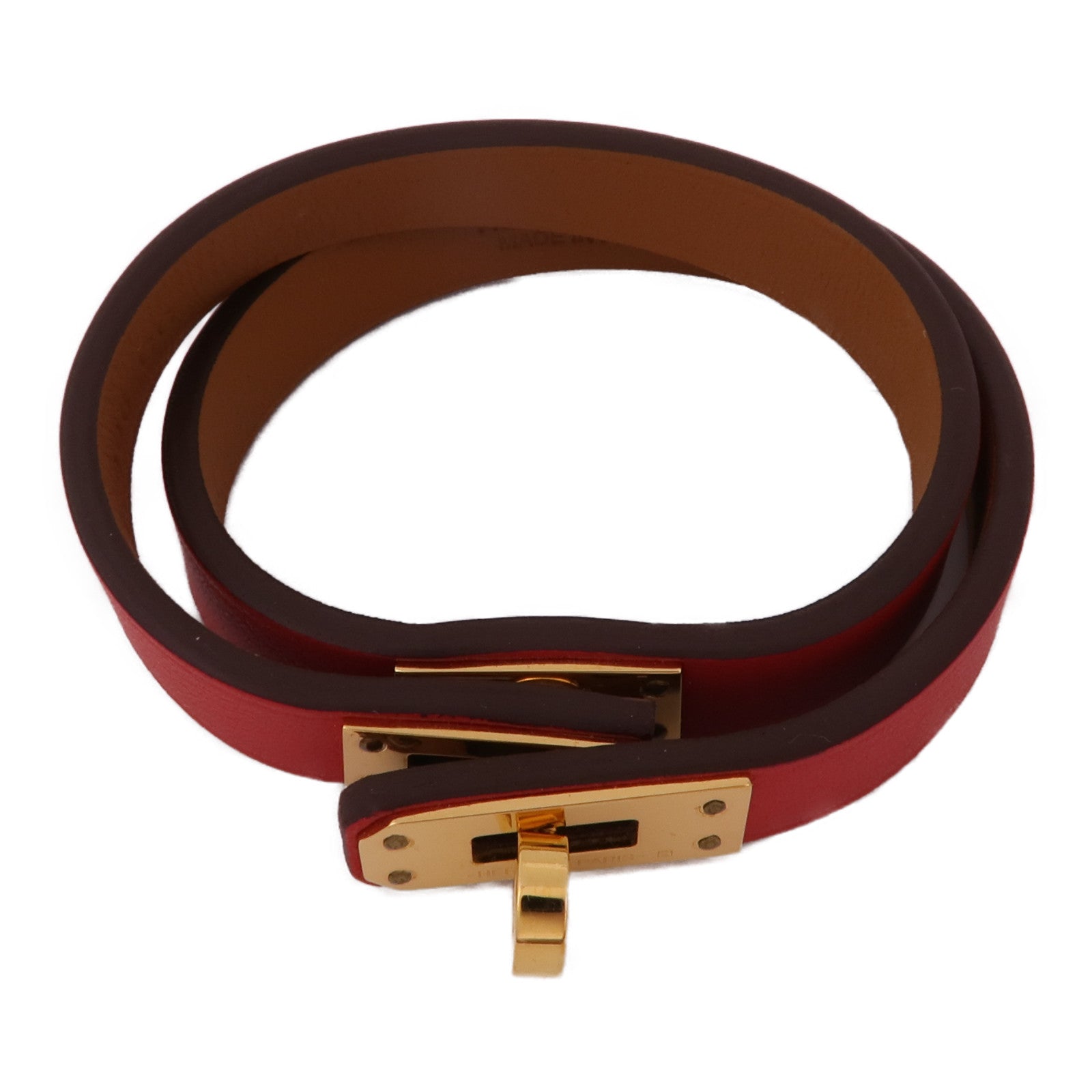 HERMES Swift皮革Kelly Double Tour Bracelet金扣手鐲