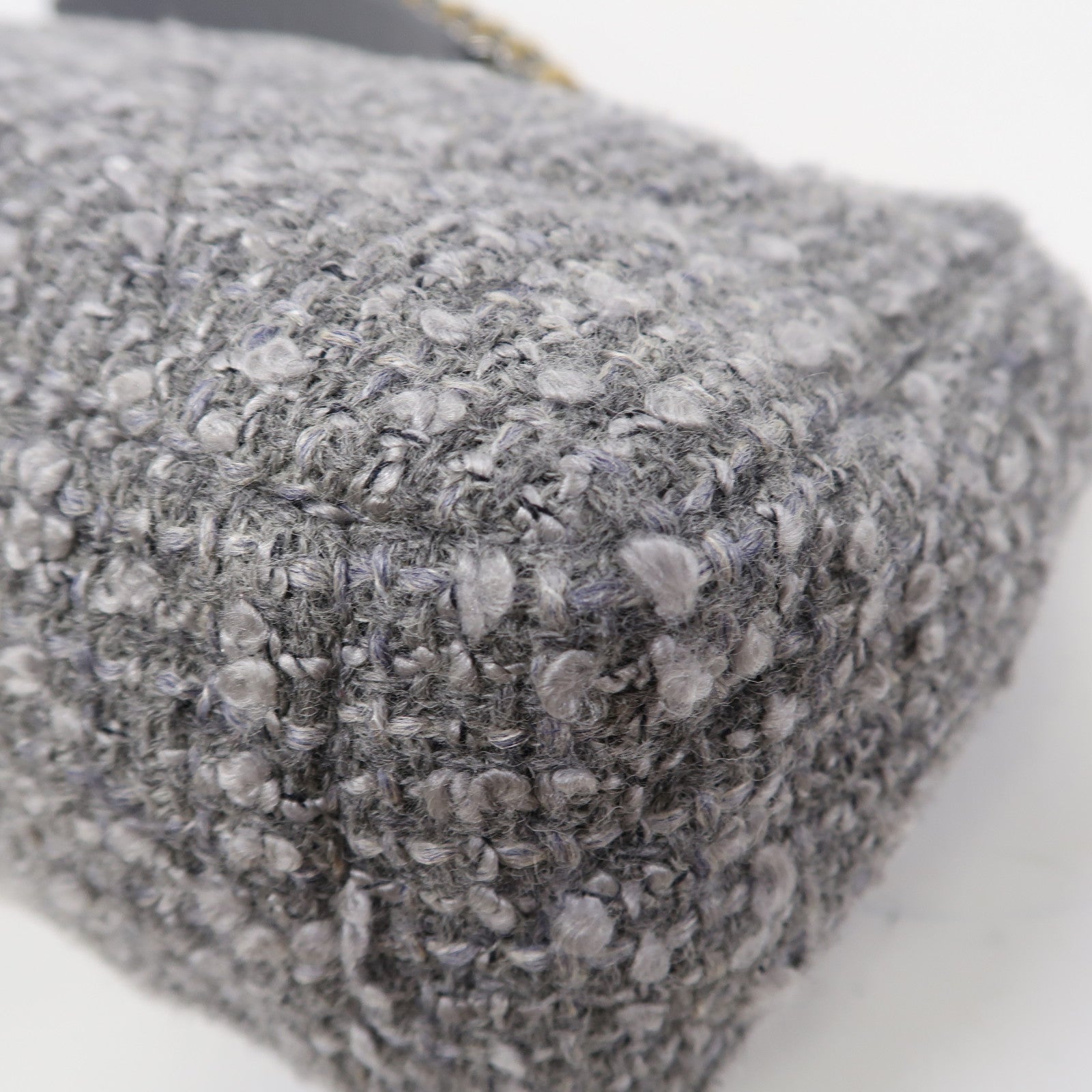 CHANEL Tweed Chanel 19金扣鏈帶手挽肩背兩用袋灰色