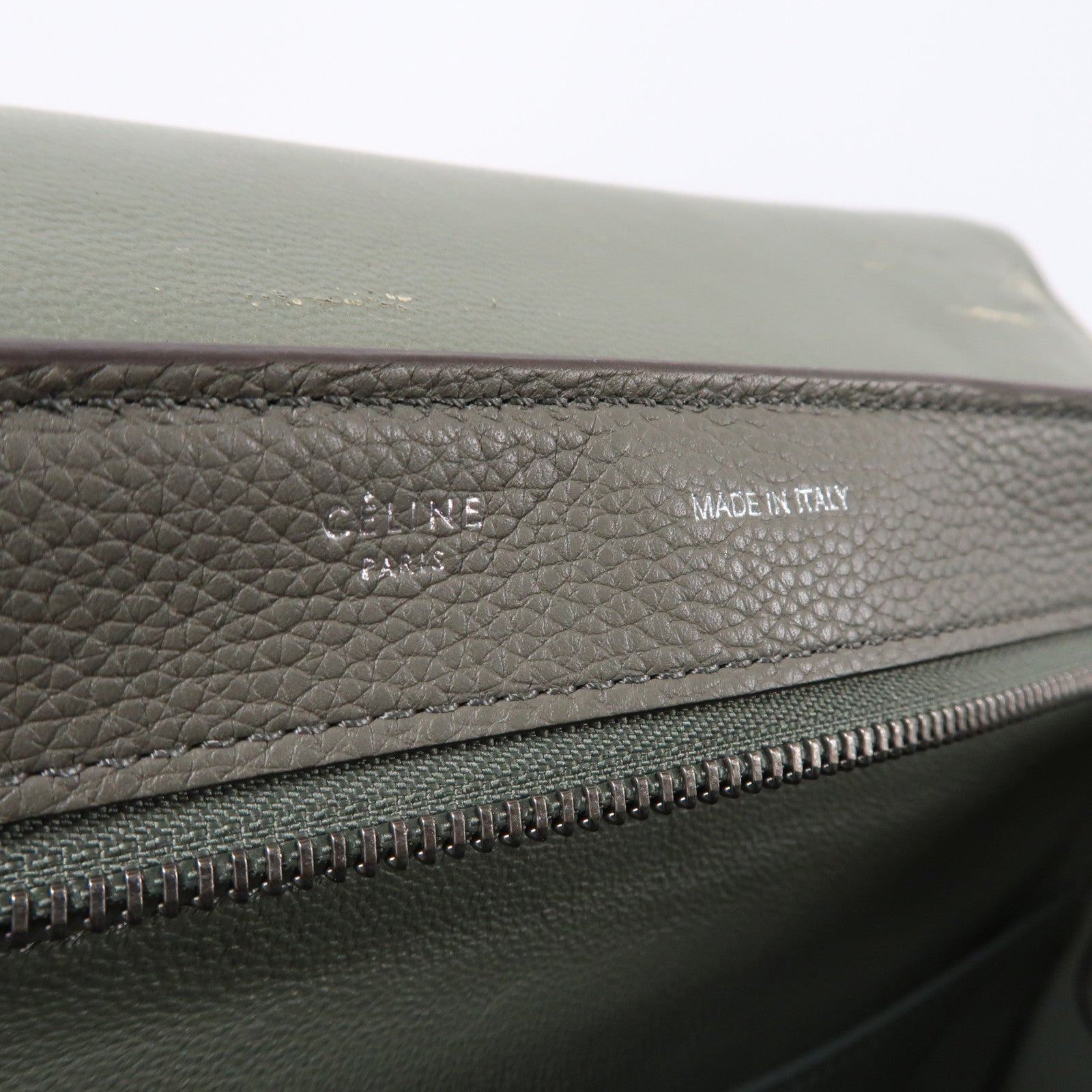 CELINE 牛皮皮革Trapeze銀扣手挽肩背兩用袋灰色