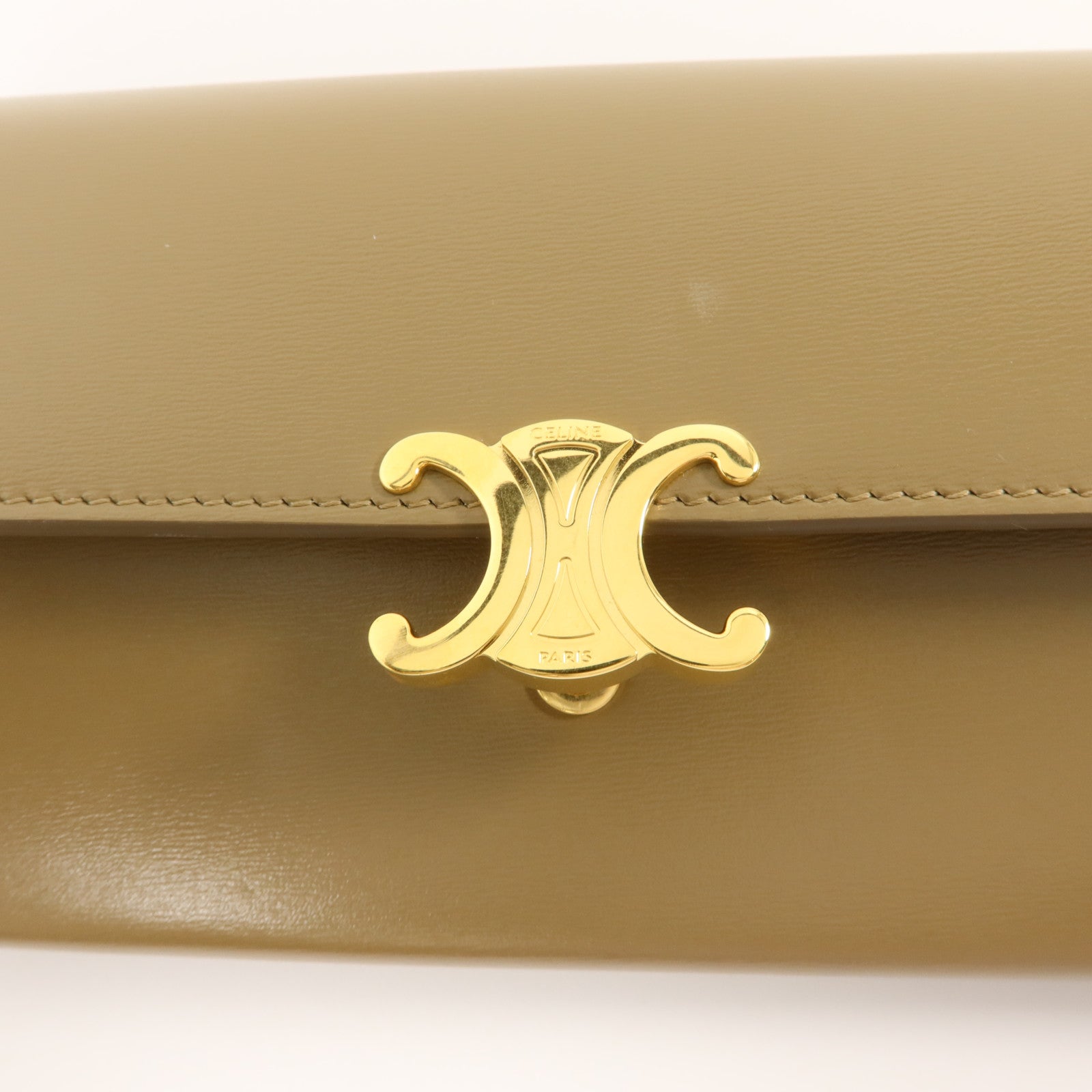 CELINE 牛皮皮革Triomphe Long Wallet金扣長錢包