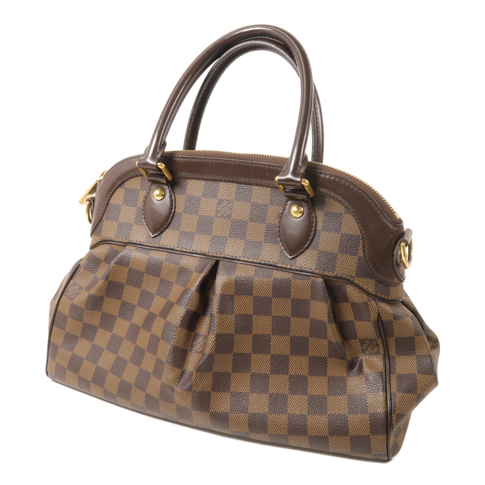 LOUIS VUITTON Damier Trevi金扣手挽肩背兩用袋棕色
