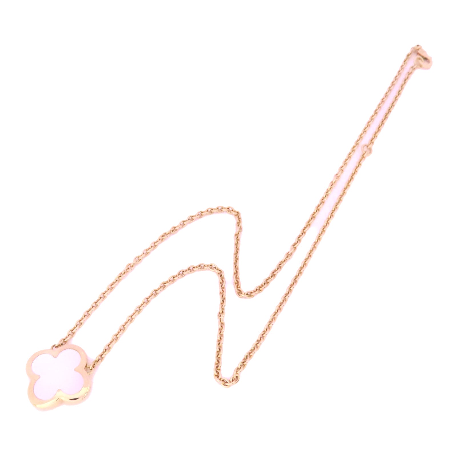 Van Cleef & Arpels 18K白金/珍珠貝殼Pure Alhambra Necklace項鍊