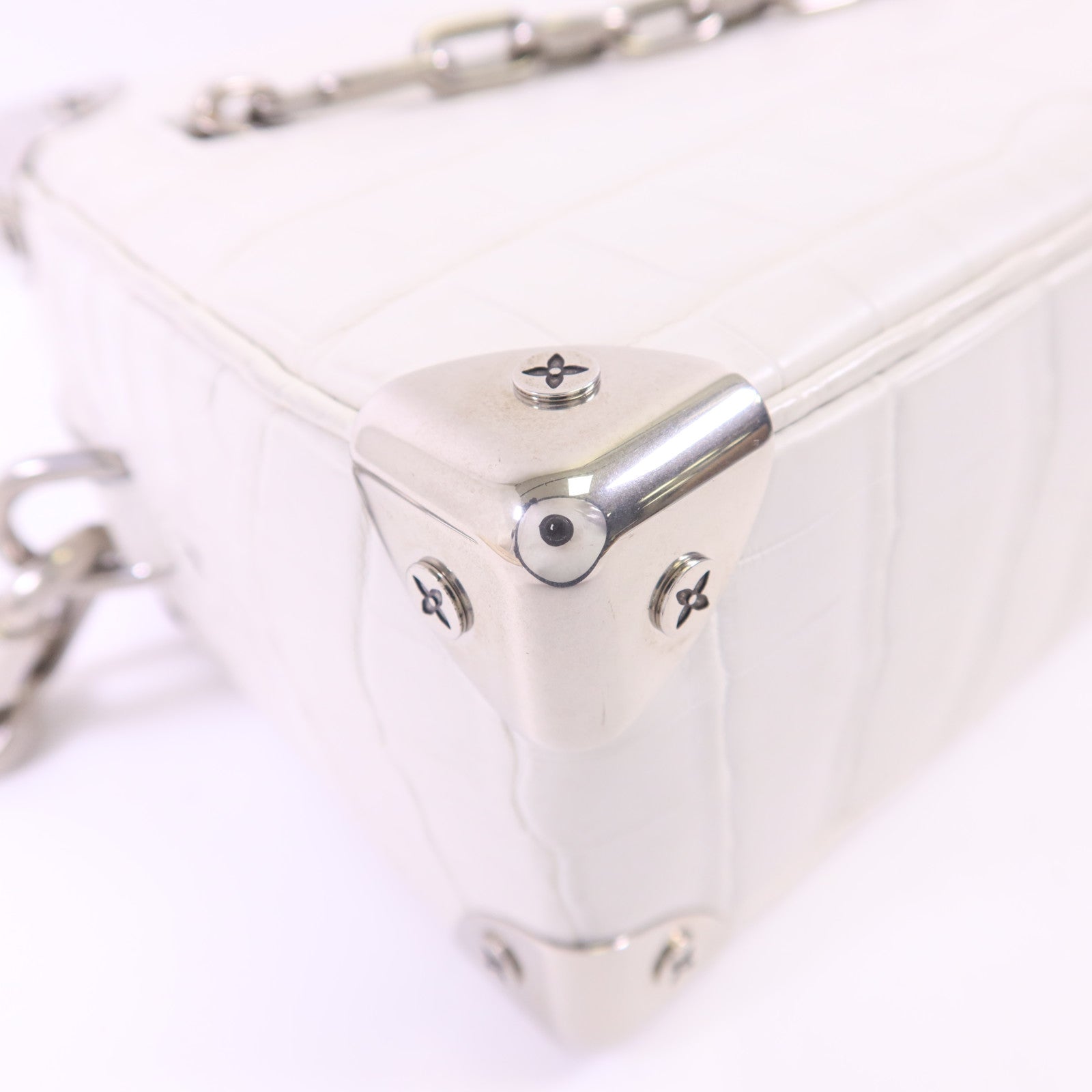 LOUIS VUITTON 【激減優惠】鱷魚皮革/金屬Mini Soft Trunk銀扣鏈帶肩背袋