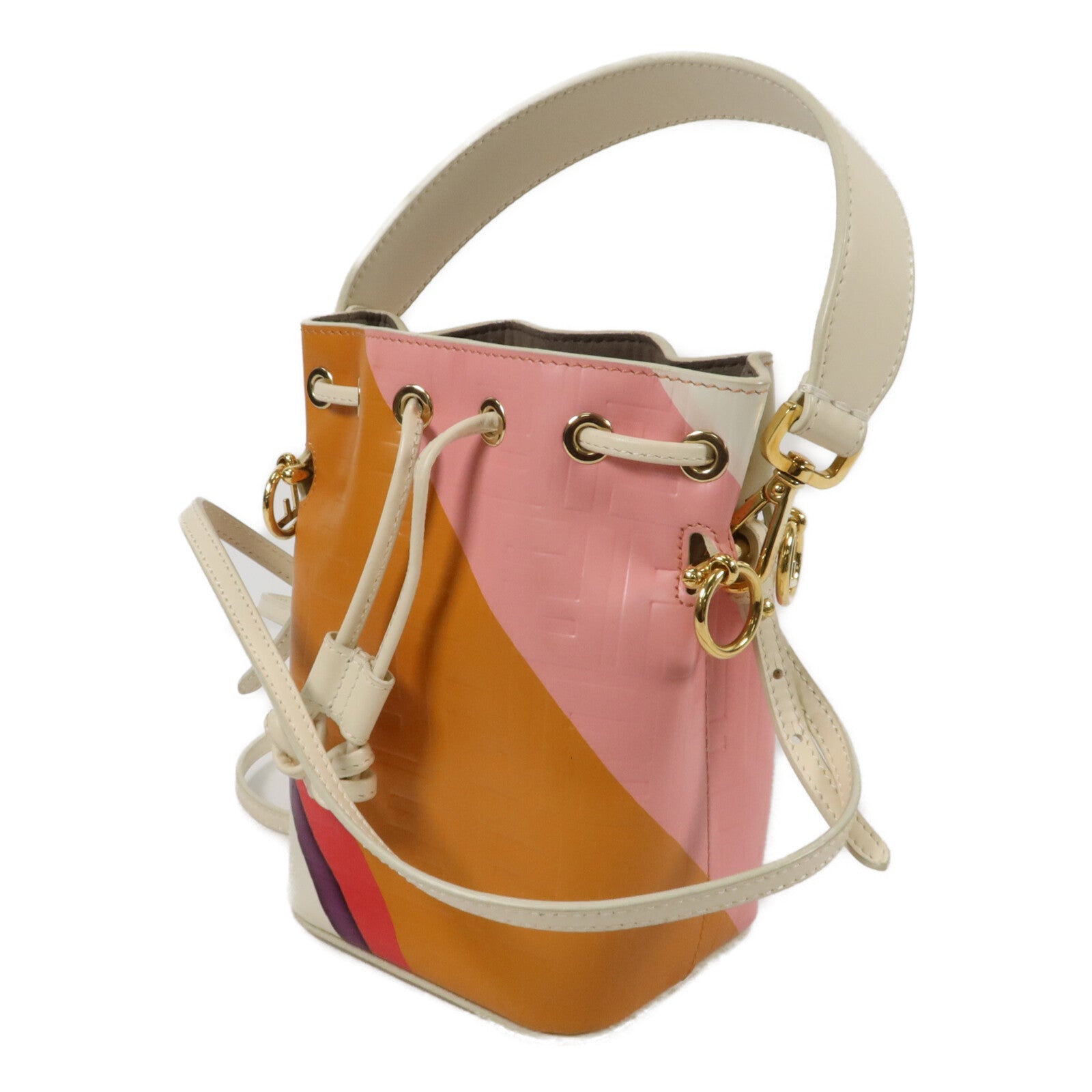 FENDI 牛皮皮革Mini Mon Tresor手挽肩背兩用袋