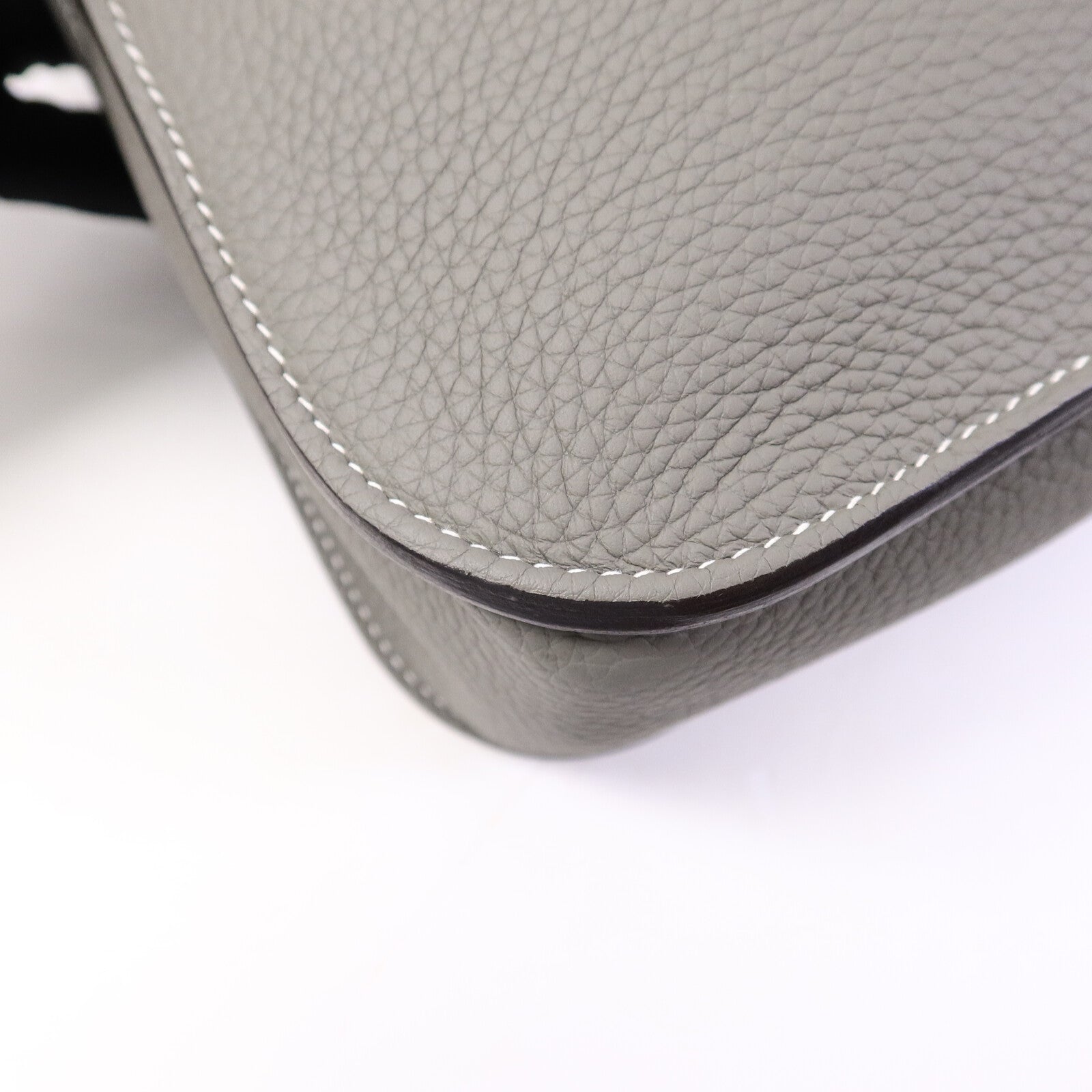 HERMES Clemence皮革Halzan 31手挽肩背兩用袋Gris Meyer