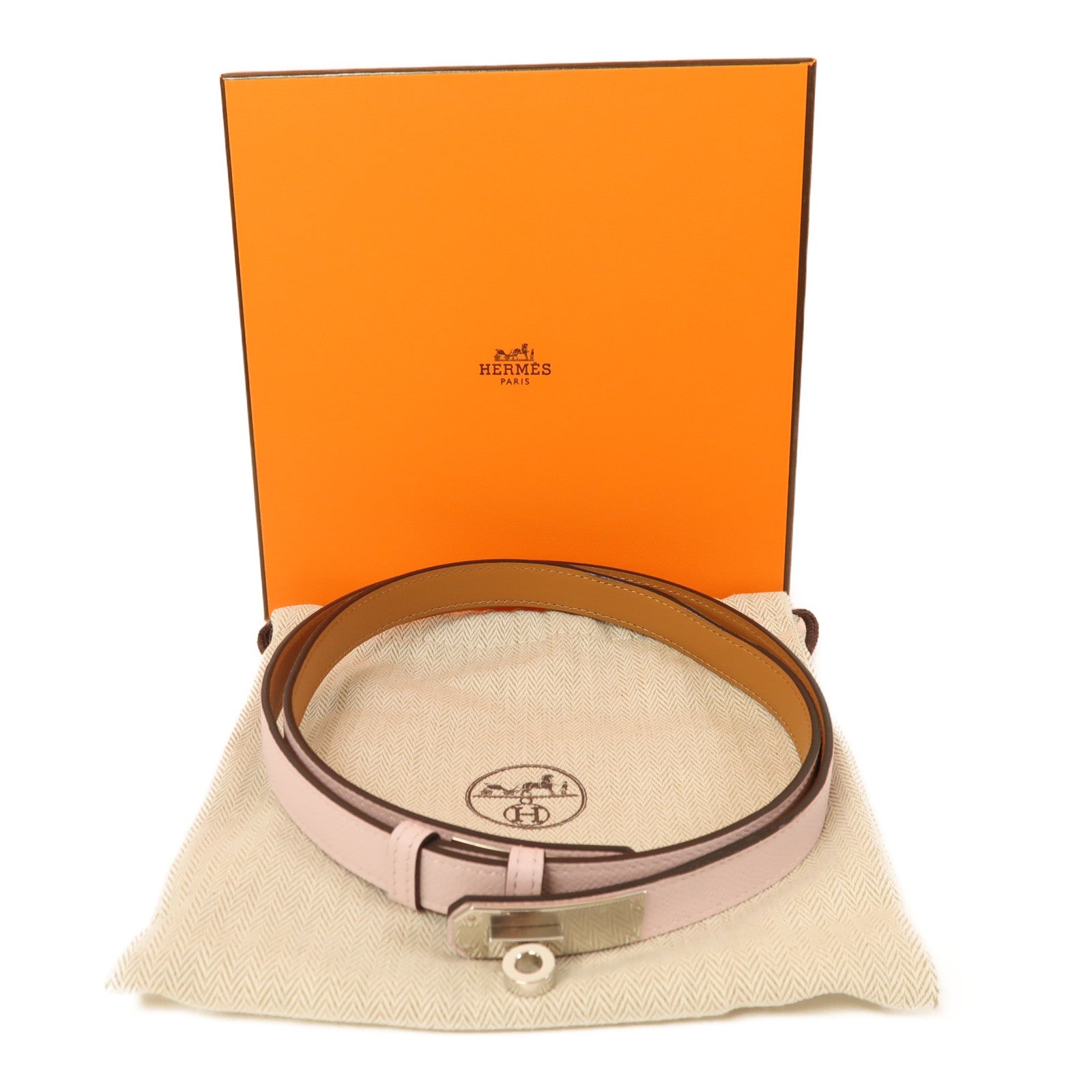 HERMES PHW Kelly Belt Epsom Leather Mauve Pale